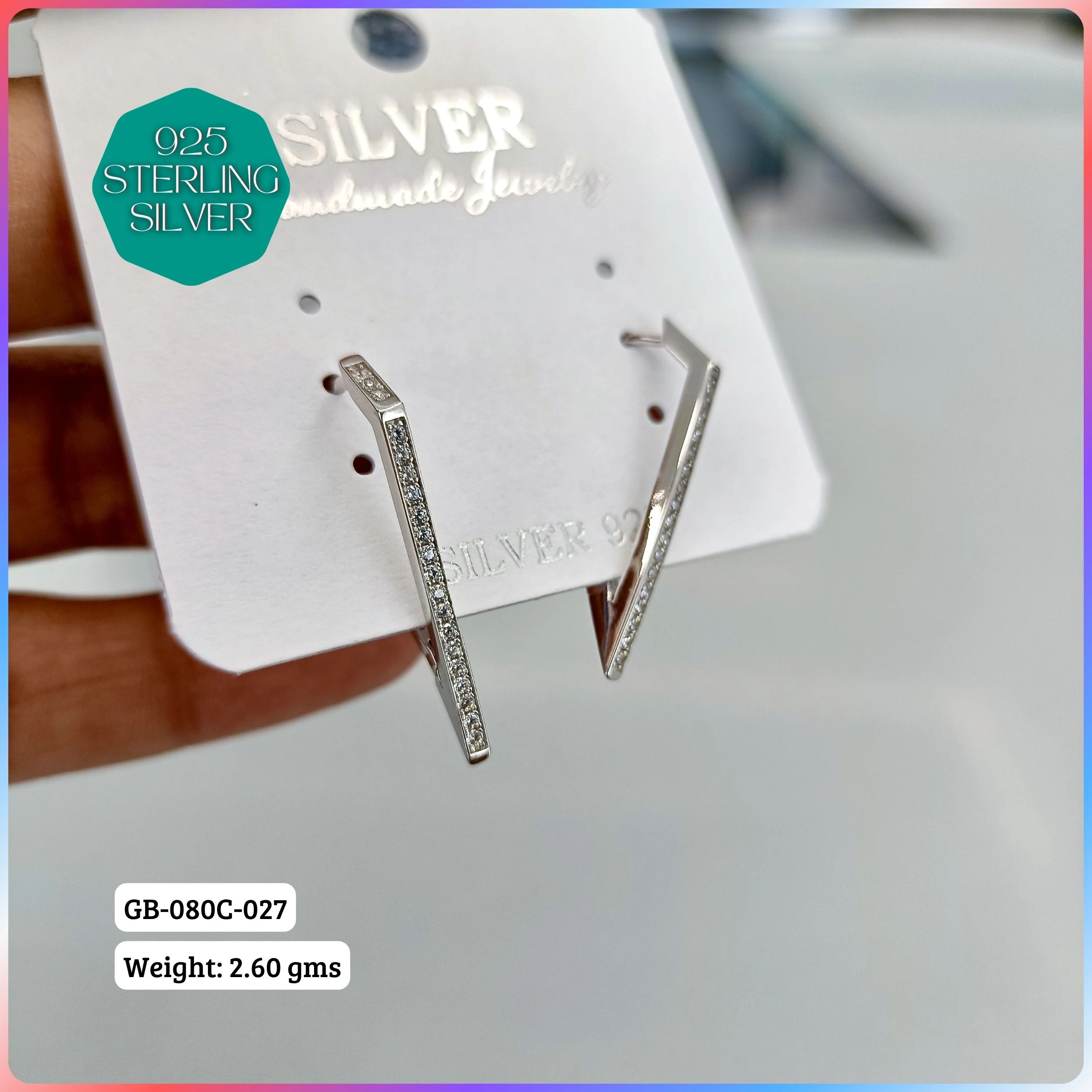 MF PREMIUM EARRINGS - Premium 925 Silver Jewellery - SKU: GB-080C-027 - Hyderabad Silver Importers