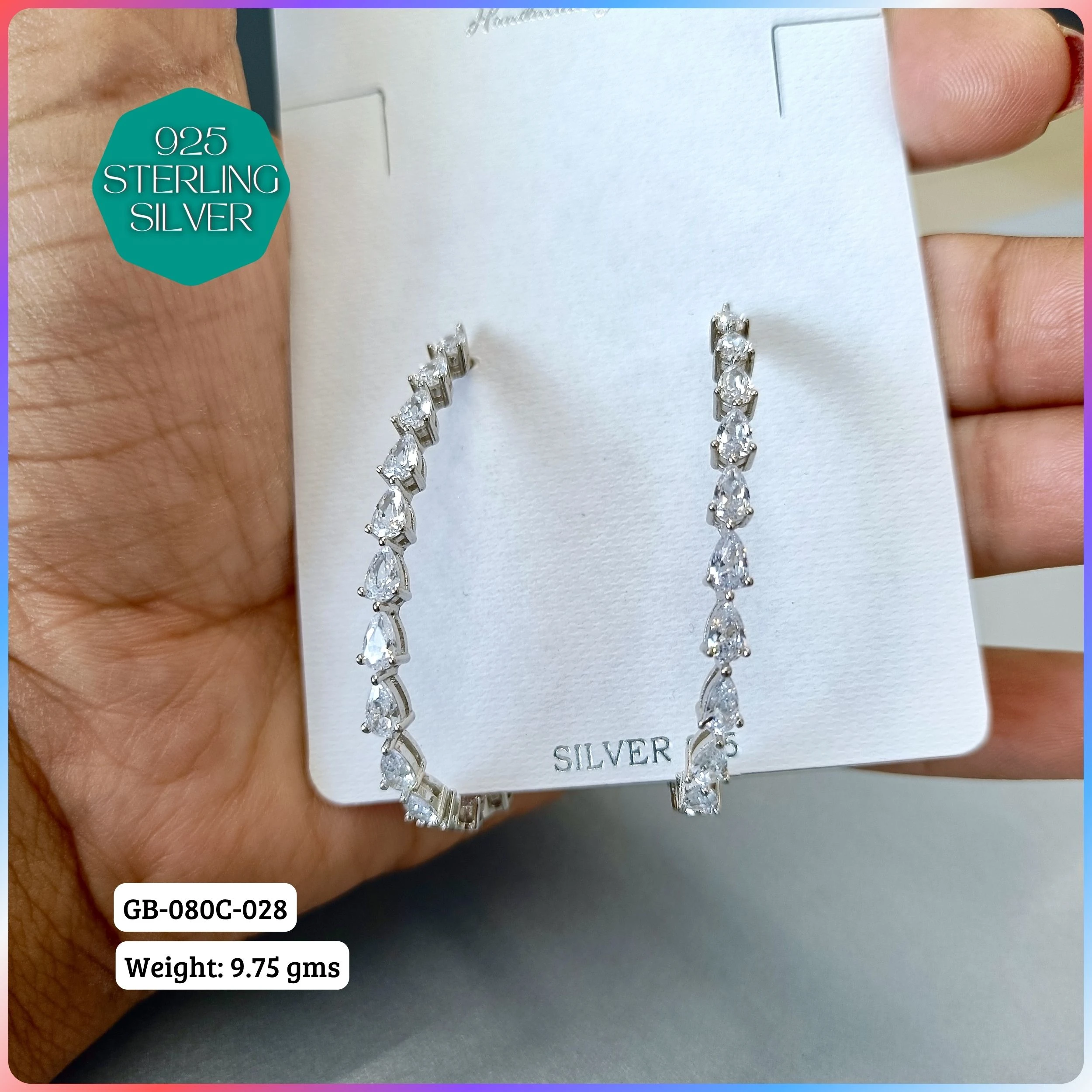 MF PREMIUM EARRINGS - Premium 925 Silver Jewellery - SKU: GB-080C-028 - Hyderabad Silver Importers