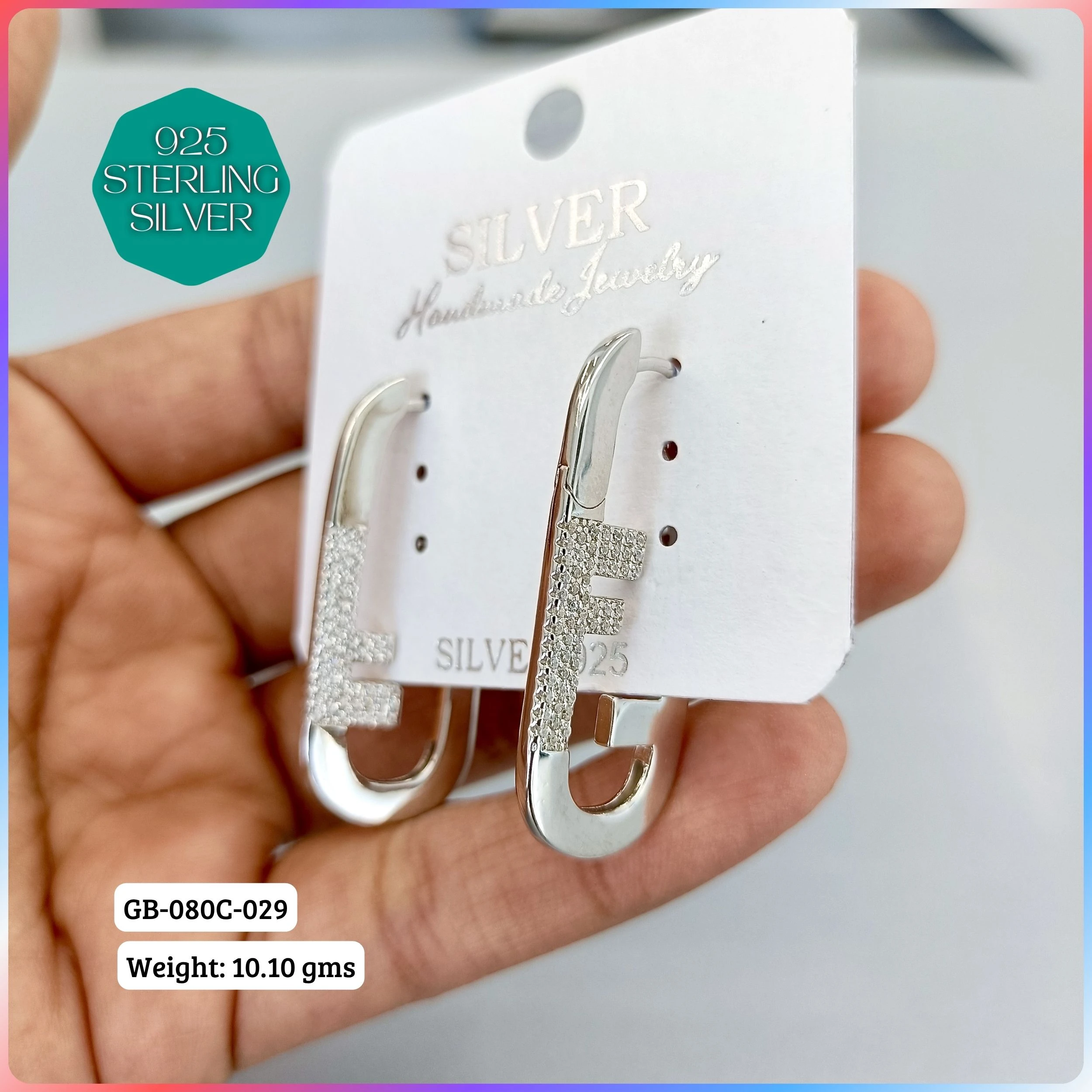 MF PREMIUM EARRINGS - Premium 925 Silver Jewellery - SKU: GB-080C-029 - Hyderabad Silver Importers