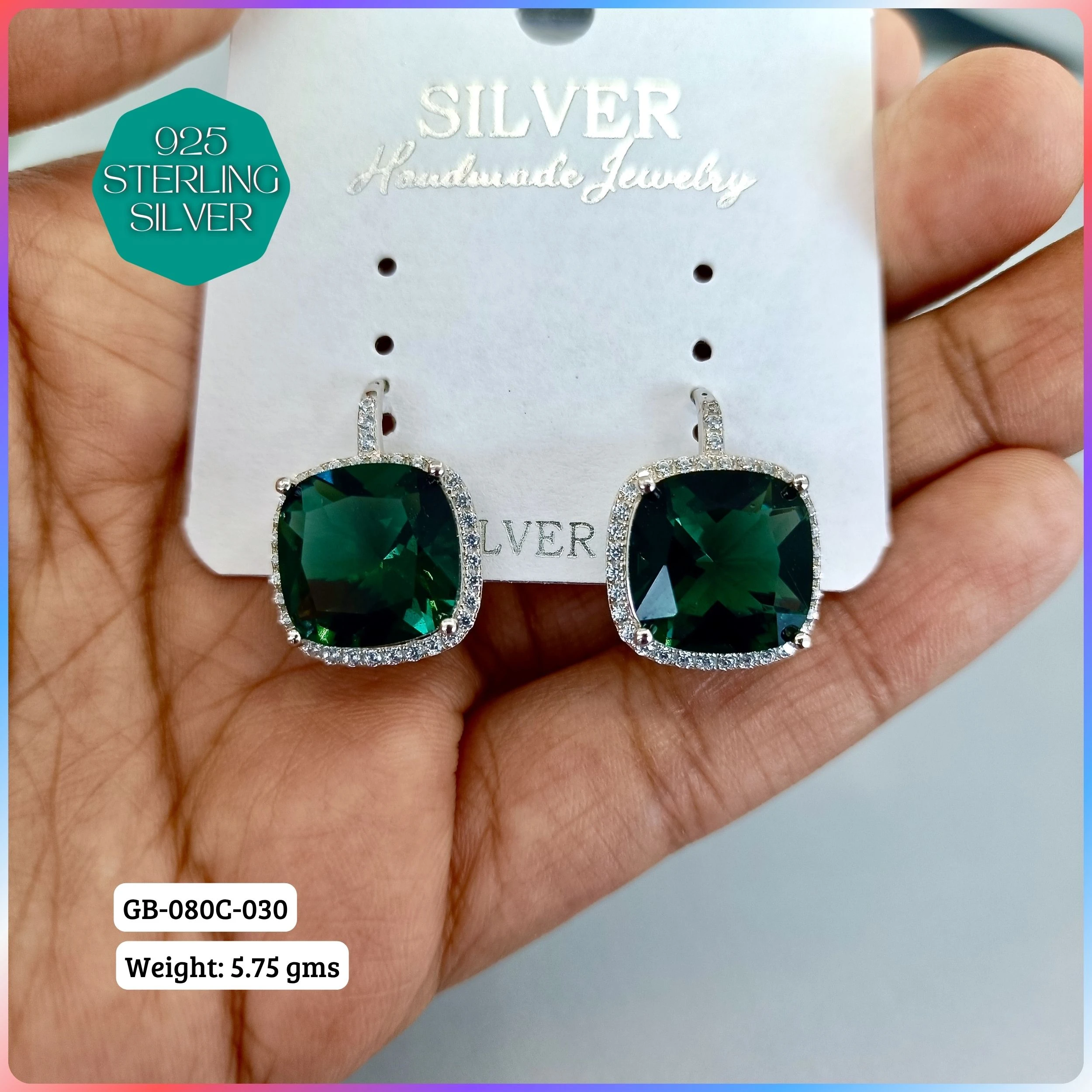 MF PREMIUM EARRINGS - Premium 925 Silver Jewellery - SKU: GB-080C-030 - Hyderabad Silver Importers