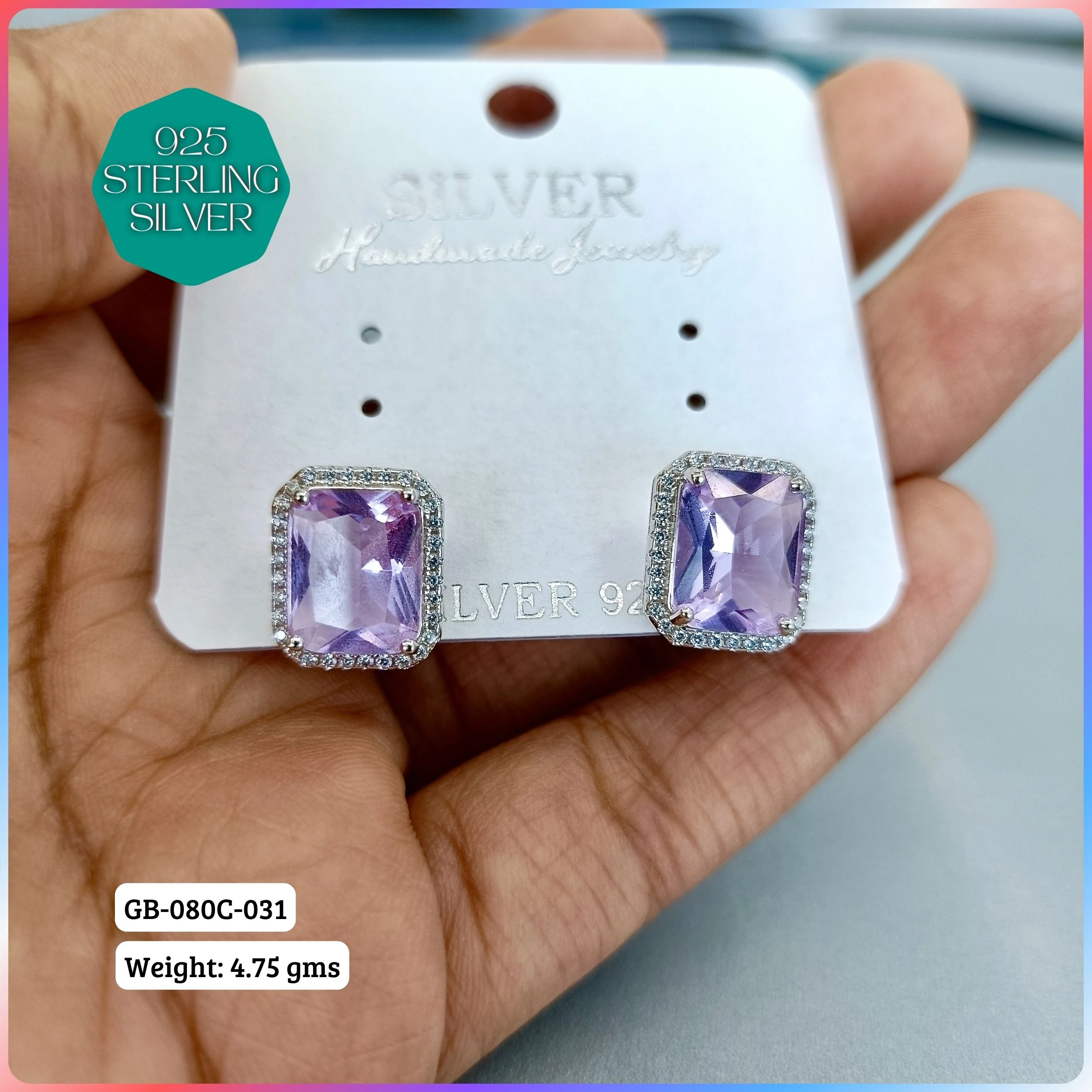 MF PREMIUM EARRINGS - Premium 925 Silver Jewellery - SKU: GB-080C-031 - Hyderabad Silver Importers