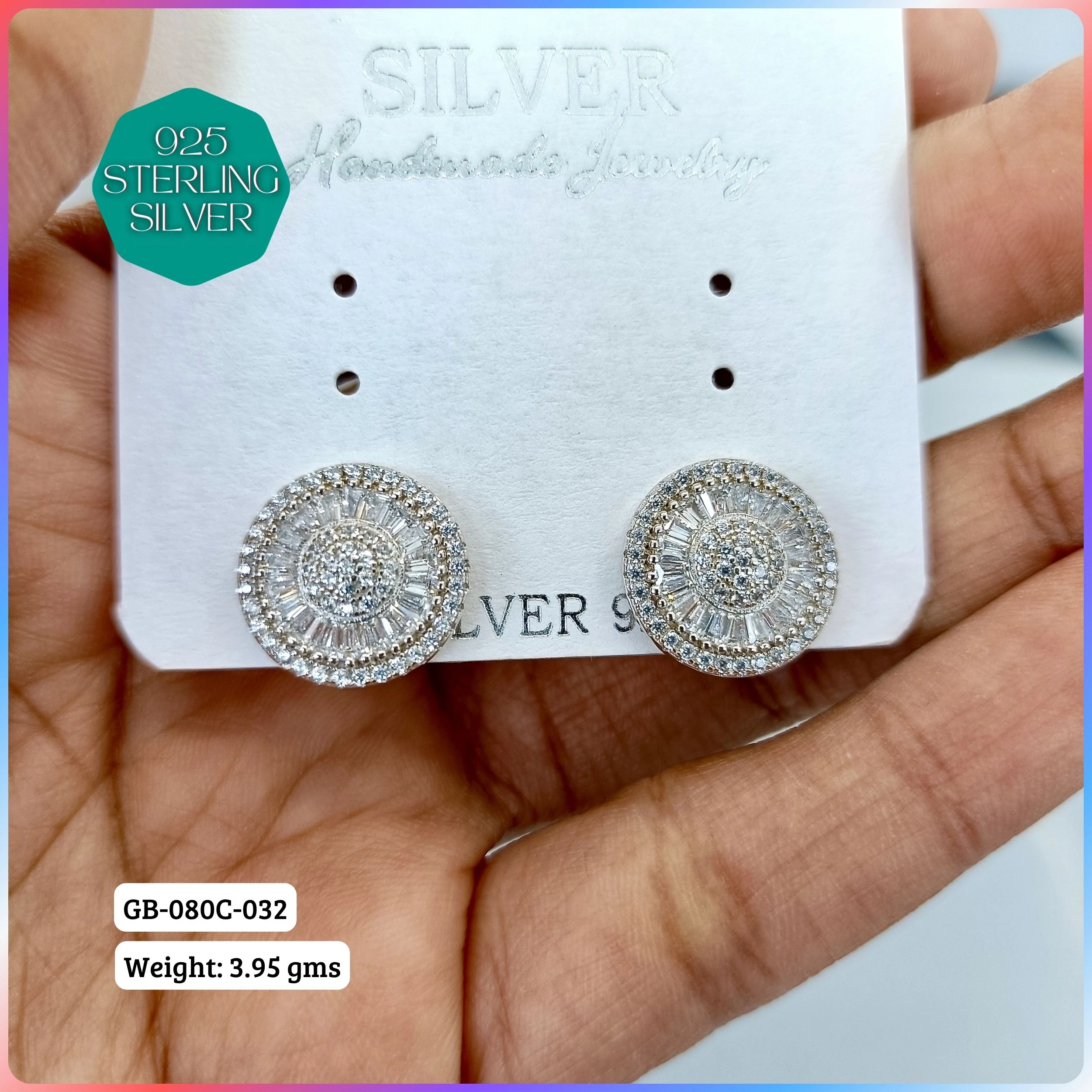 MF PREMIUM EARRINGS - Premium 925 Silver Jewellery - SKU: GB-080C-032 - Hyderabad Silver Importers