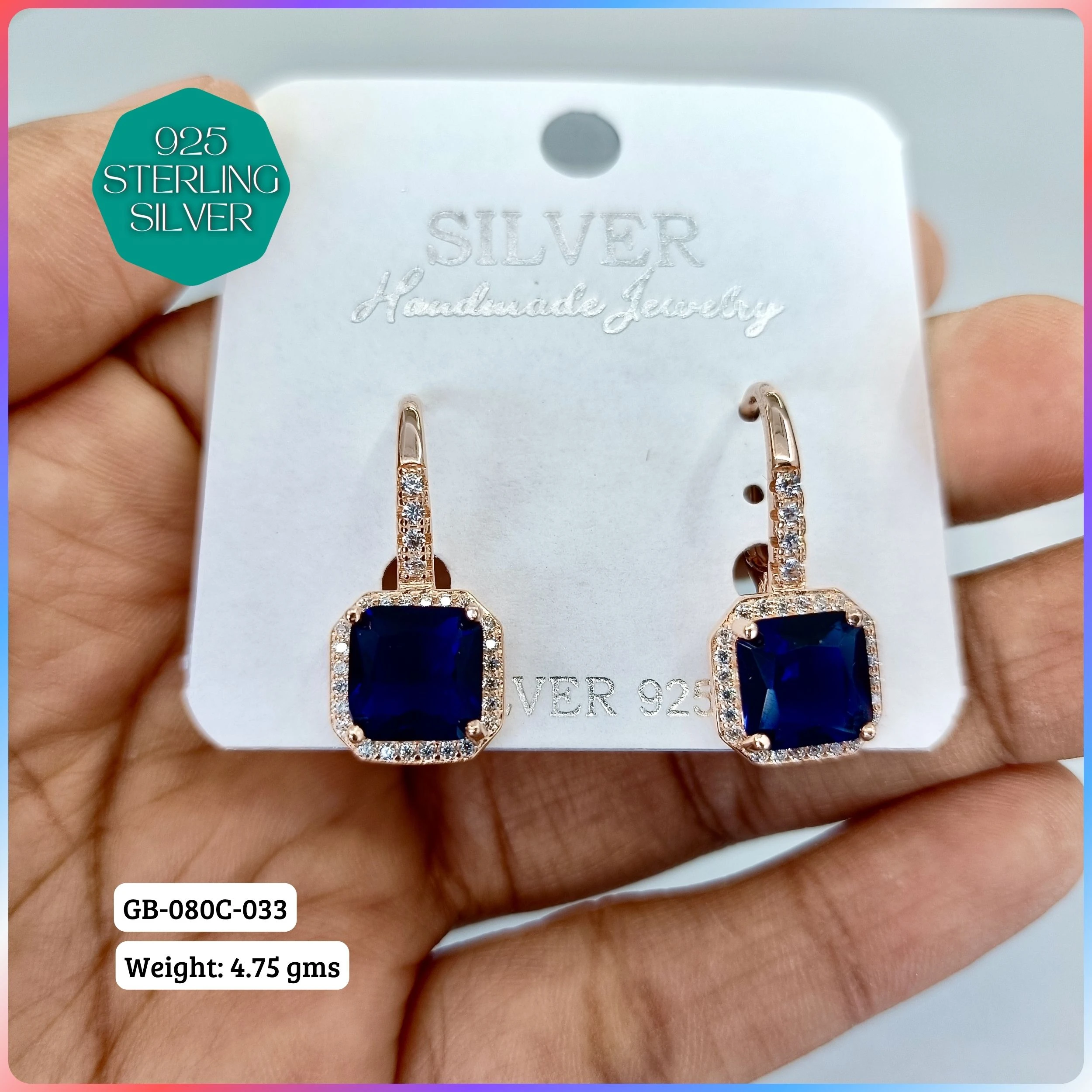 MF PREMIUM EARRINGS - Premium 925 Silver Jewellery - SKU: GB-080C-033 - Hyderabad Silver Importers