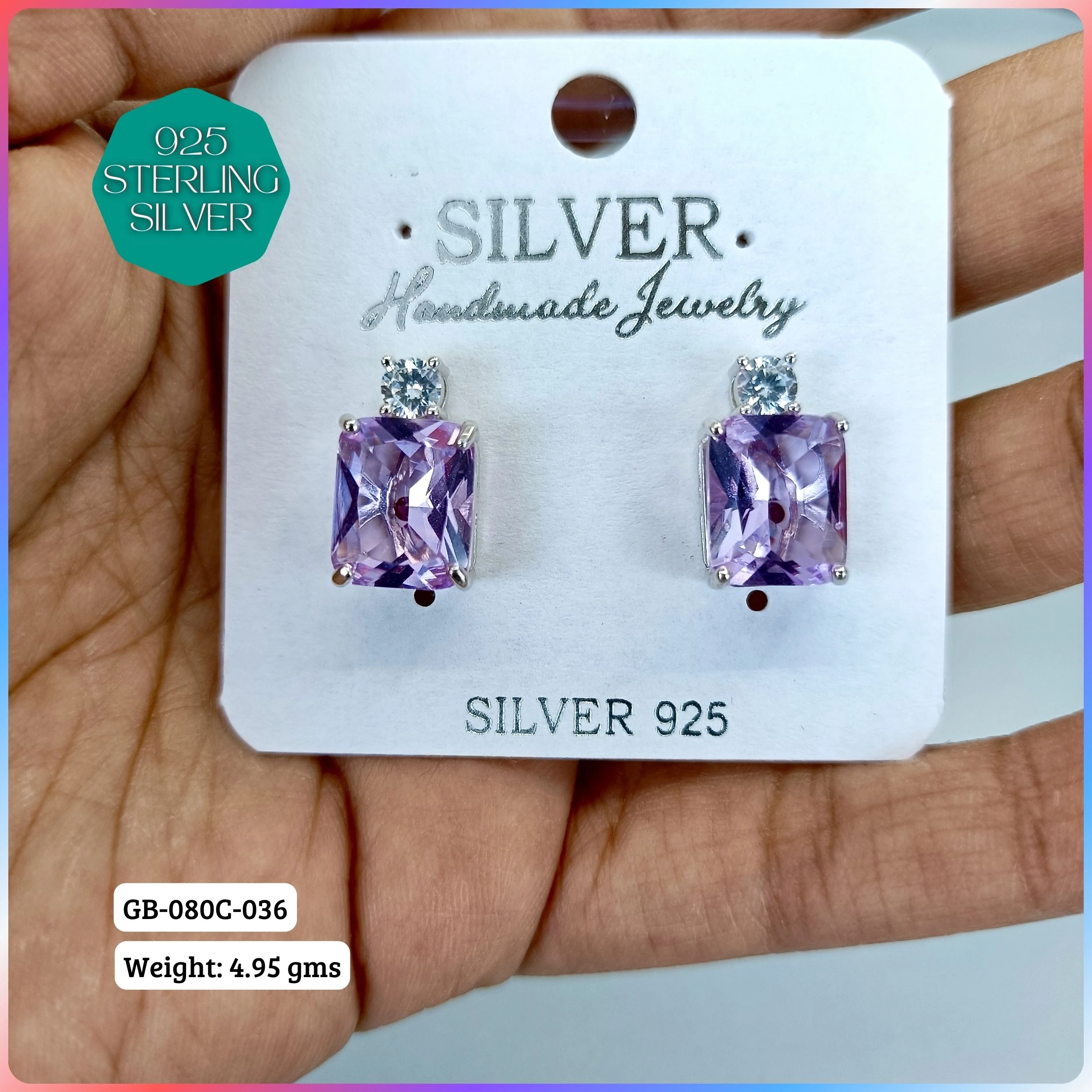 MF PREMIUM EARRINGS - Premium 925 Silver Jewellery - SKU: GB-080C-036 - Hyderabad Silver Importers
