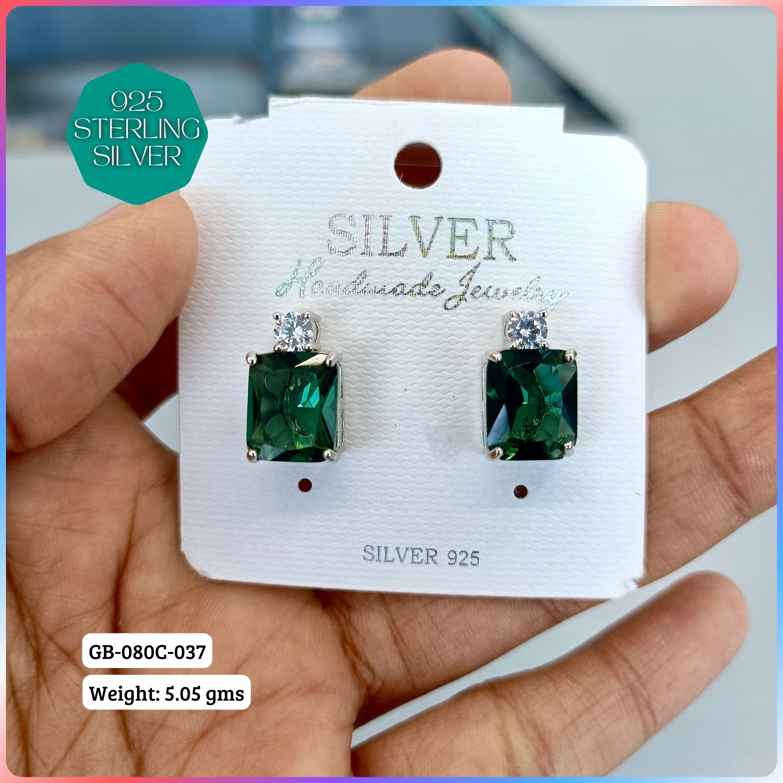 MF PREMIUM EARRINGS - Premium 925 Silver Jewellery - SKU: GB-080C-037 - Hyderabad Silver Importers