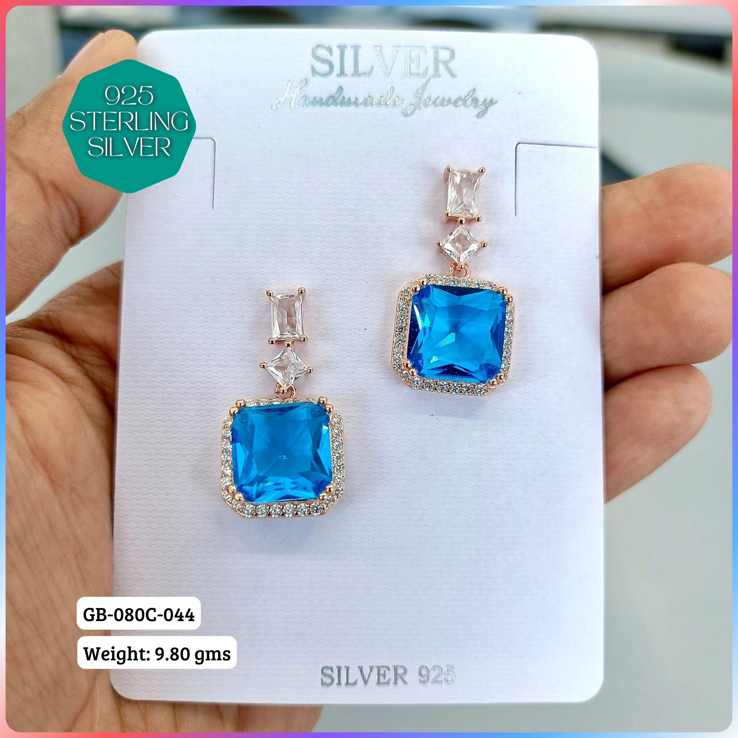 MF PREMIUM EARRINGS - Premium 925 Silver Jewellery - SKU: GB-080C-044 - Hyderabad Silver Importers