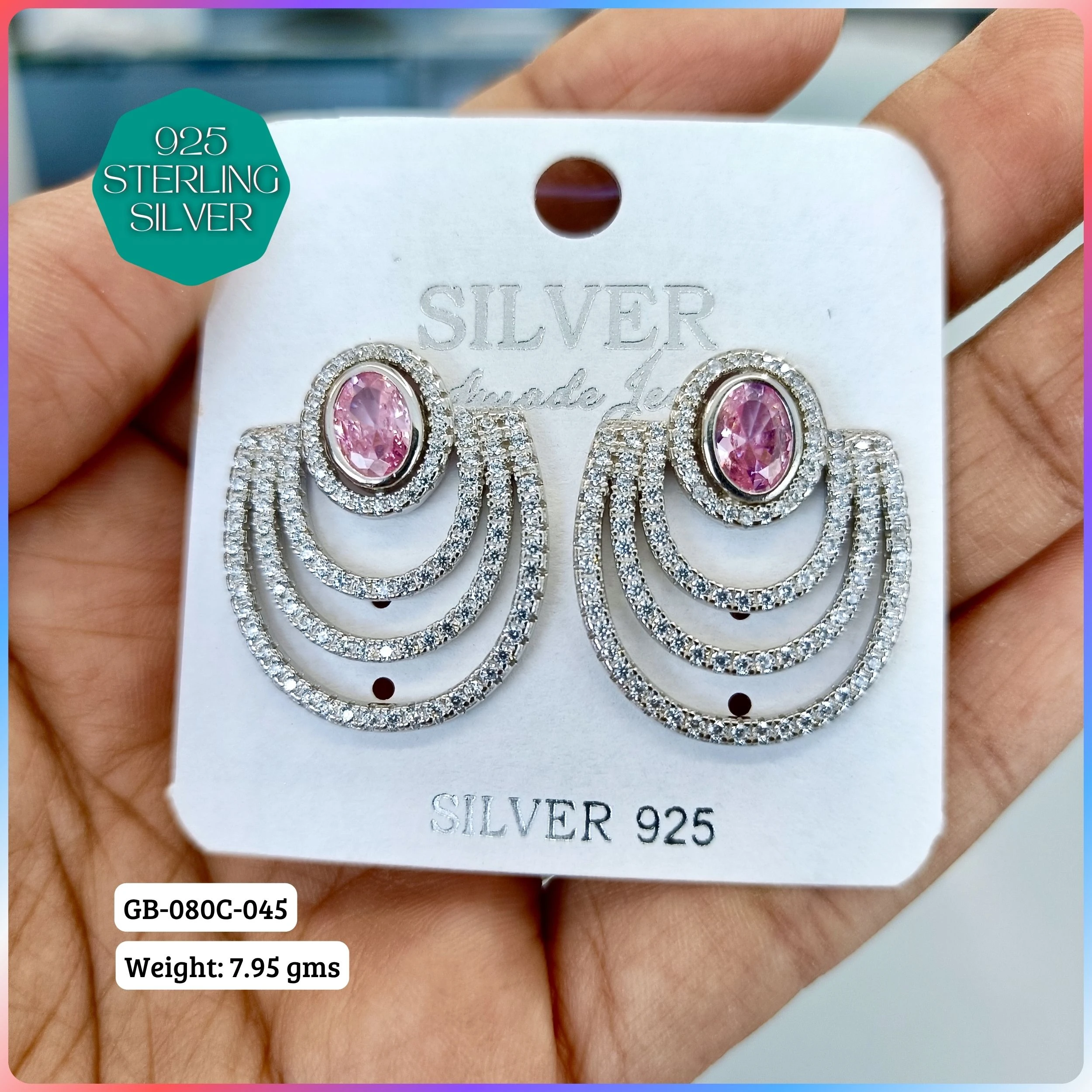 MF PREMIUM EARRINGS - Premium 925 Silver Jewellery - SKU: GB-080C-045 - Hyderabad Silver Importers