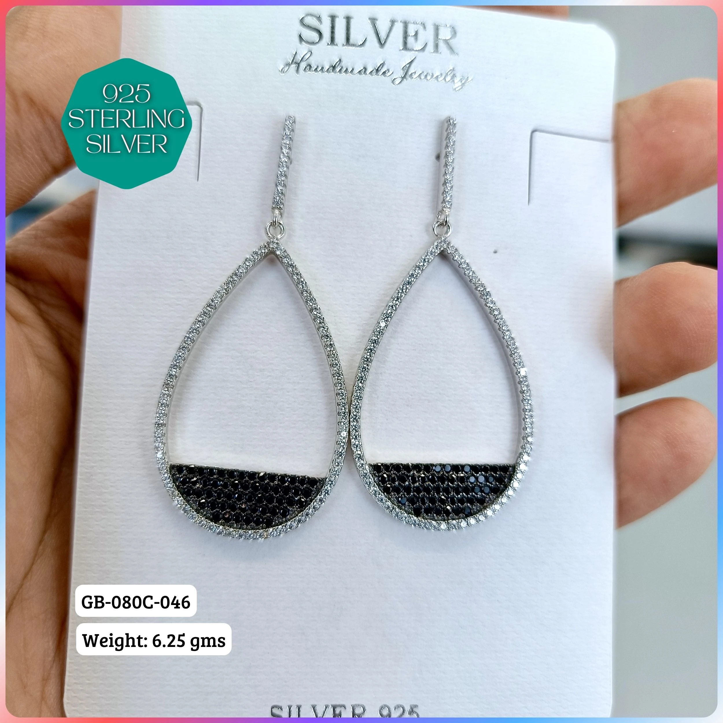 MF PREMIUM EARRINGS - Premium 925 Silver Jewellery - SKU: GB-080C-046 - Hyderabad Silver Importers