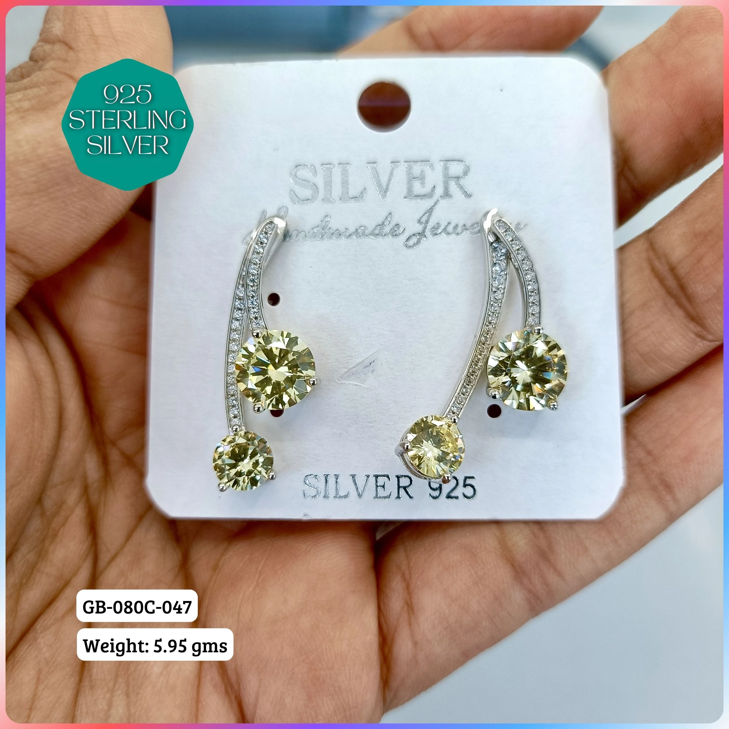 MF PREMIUM EARRINGS - Premium 925 Silver Jewellery - SKU: GB-080C-047 - Hyderabad Silver Importers