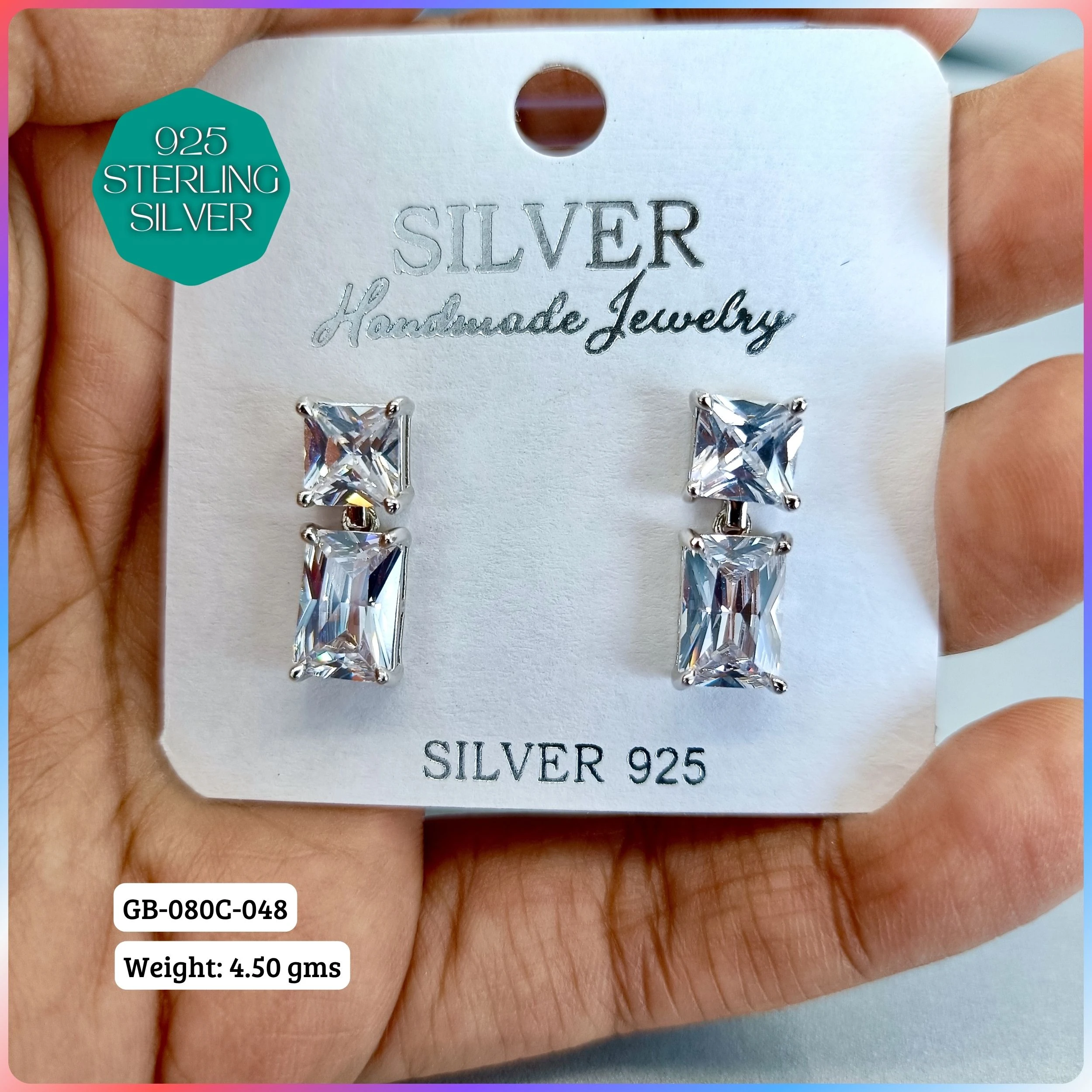 MF PREMIUM EARRINGS - Premium 925 Silver Jewellery - SKU: GB-080C-048 - Hyderabad Silver Importers