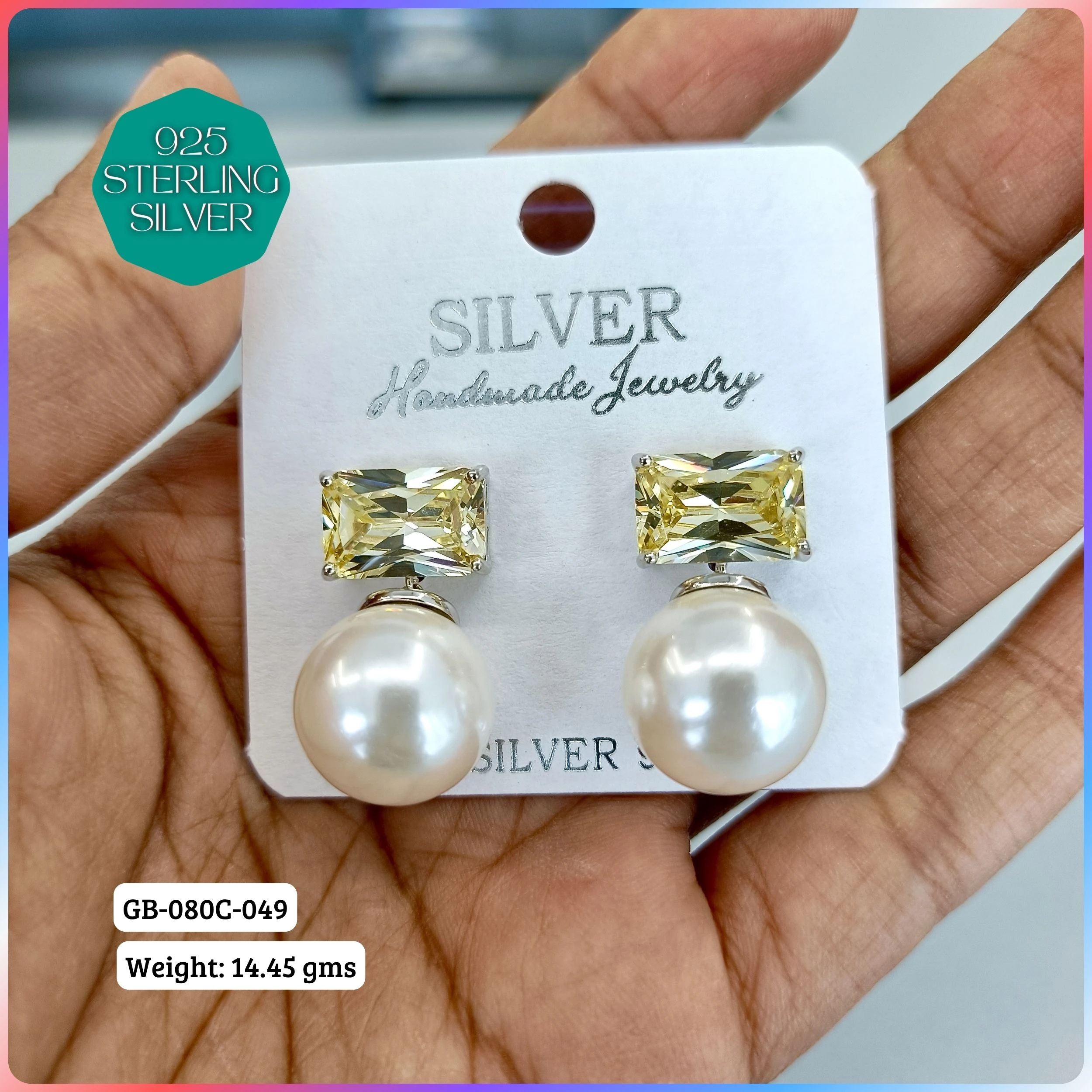 MF PREMIUM EARRINGS - Premium 925 Silver Jewellery - SKU: GB-080C-049 - Hyderabad Silver Importers