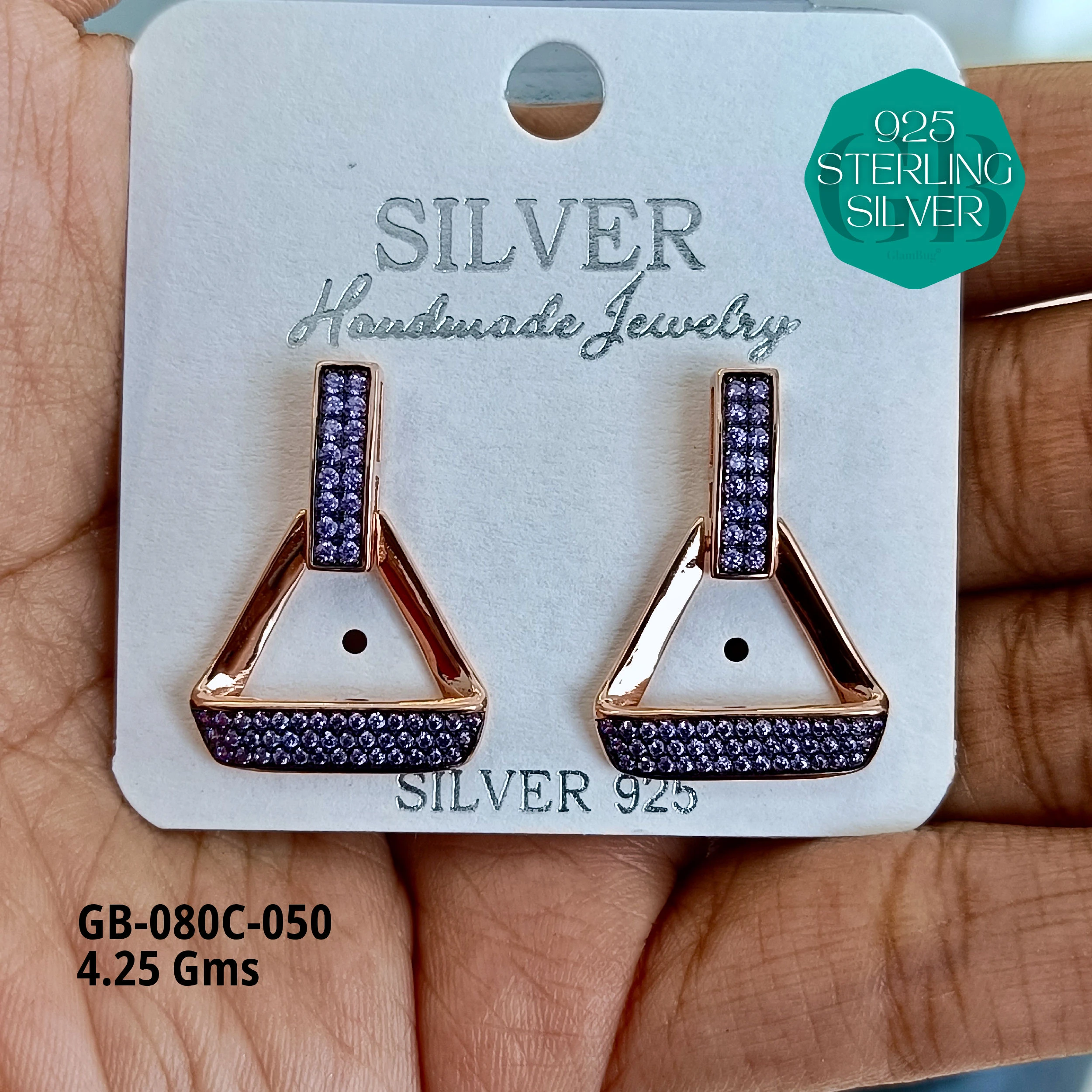 MF PREMIUM EARRINGS - Premium 925 Silver Jewellery - SKU: GB-080C-050 - Hyderabad Silver Importers