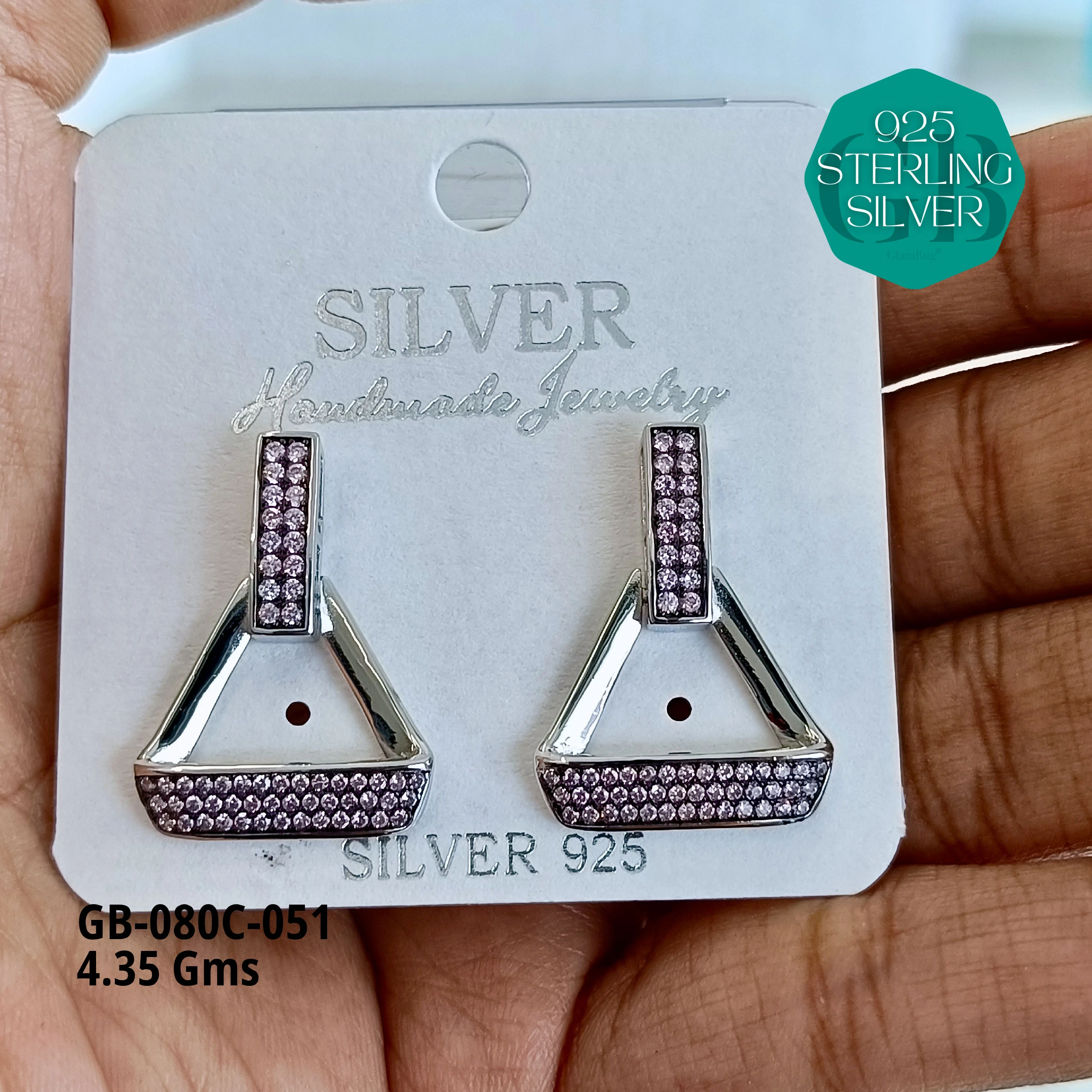 MF PREMIUM EARRINGS - Premium 925 Silver Jewellery - SKU: GB-080C-051 - Hyderabad Silver Importers