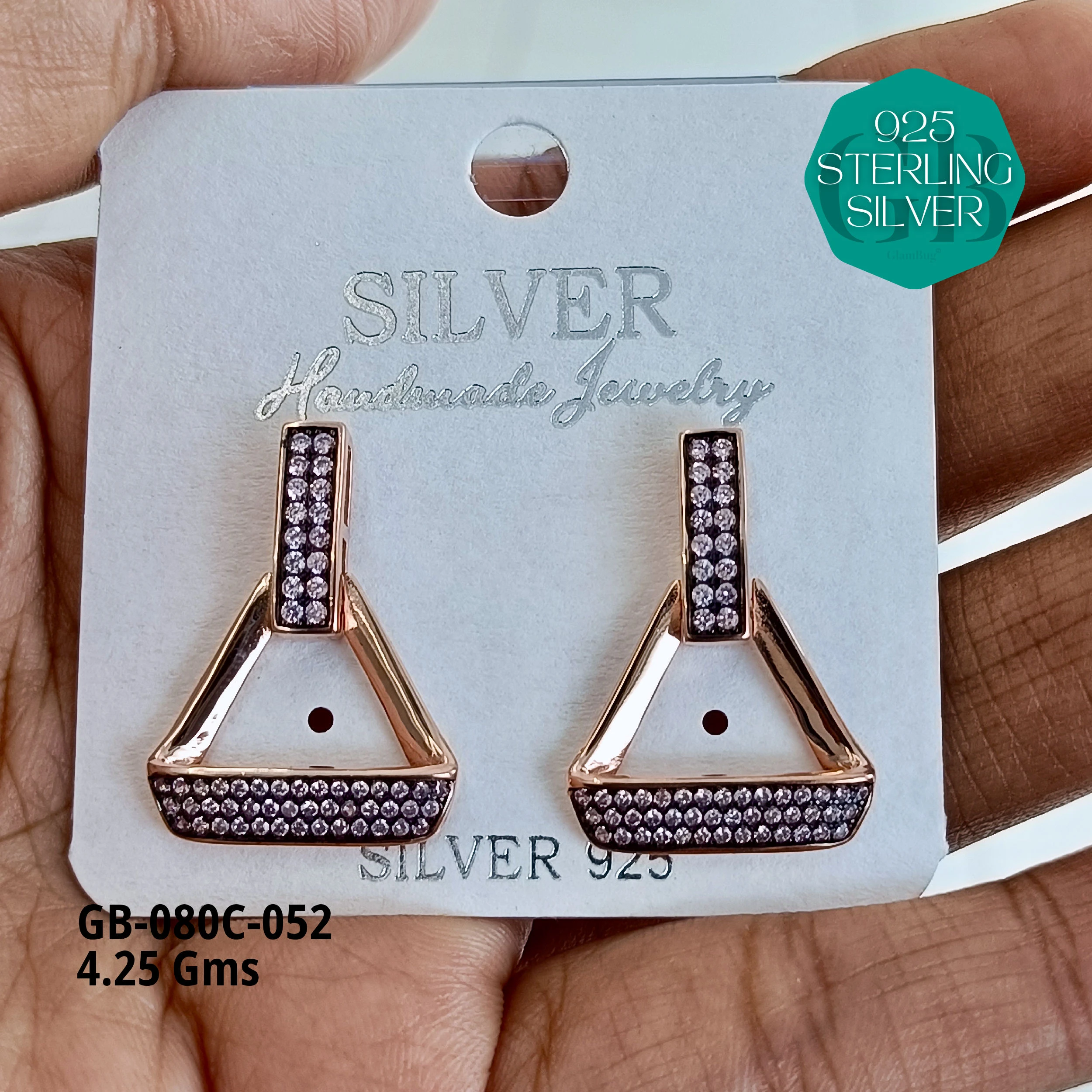 MF PREMIUM EARRINGS - Premium 925 Silver Jewellery - SKU: GB-080C-052 - Hyderabad Silver Importers