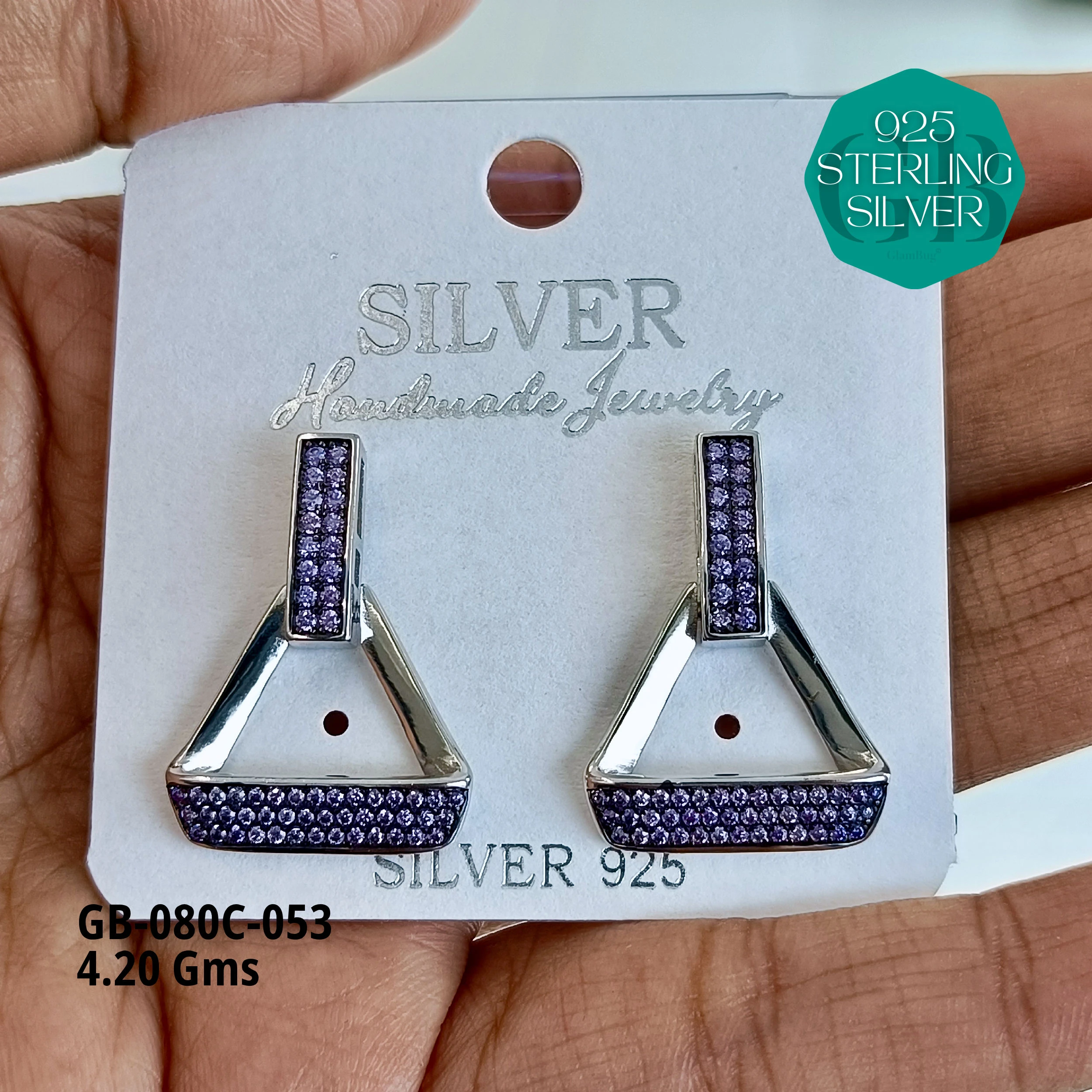 MF PREMIUM EARRINGS - Premium 925 Silver Jewellery - SKU: GB-080C-053 - Hyderabad Silver Importers