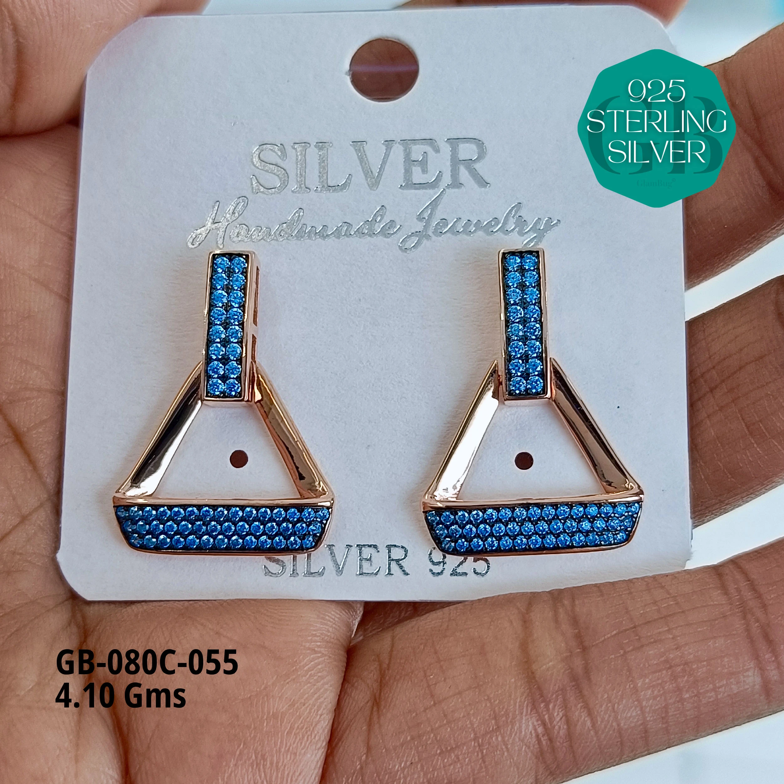MF PREMIUM EARRINGS - Premium 925 Silver Jewellery - SKU: GB-080C-055 - Hyderabad Silver Importers