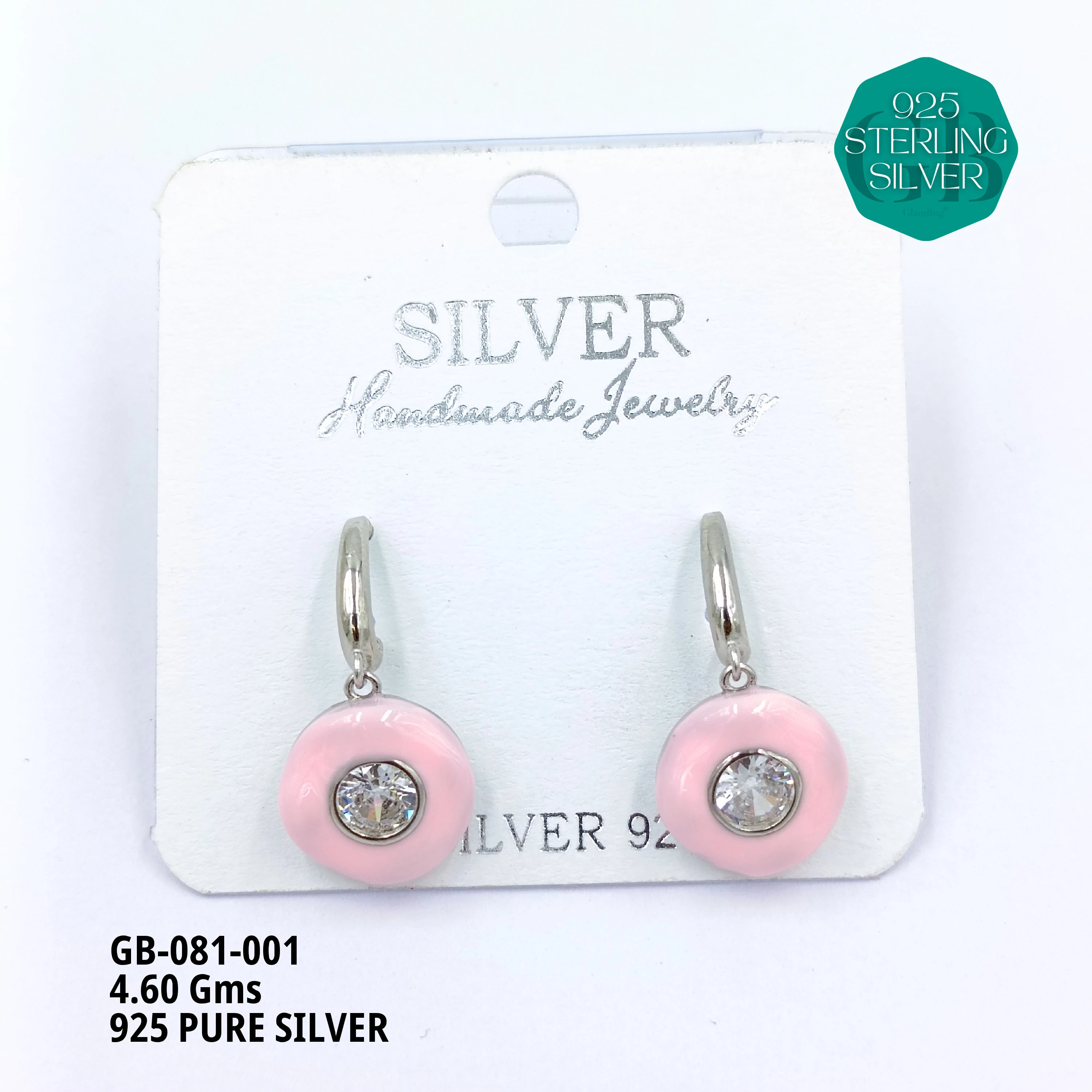 ENAMEL EARRINGS - Premium 925 Silver Jewellery - SKU: GB-081-001 - Hyderabad Silver Importers