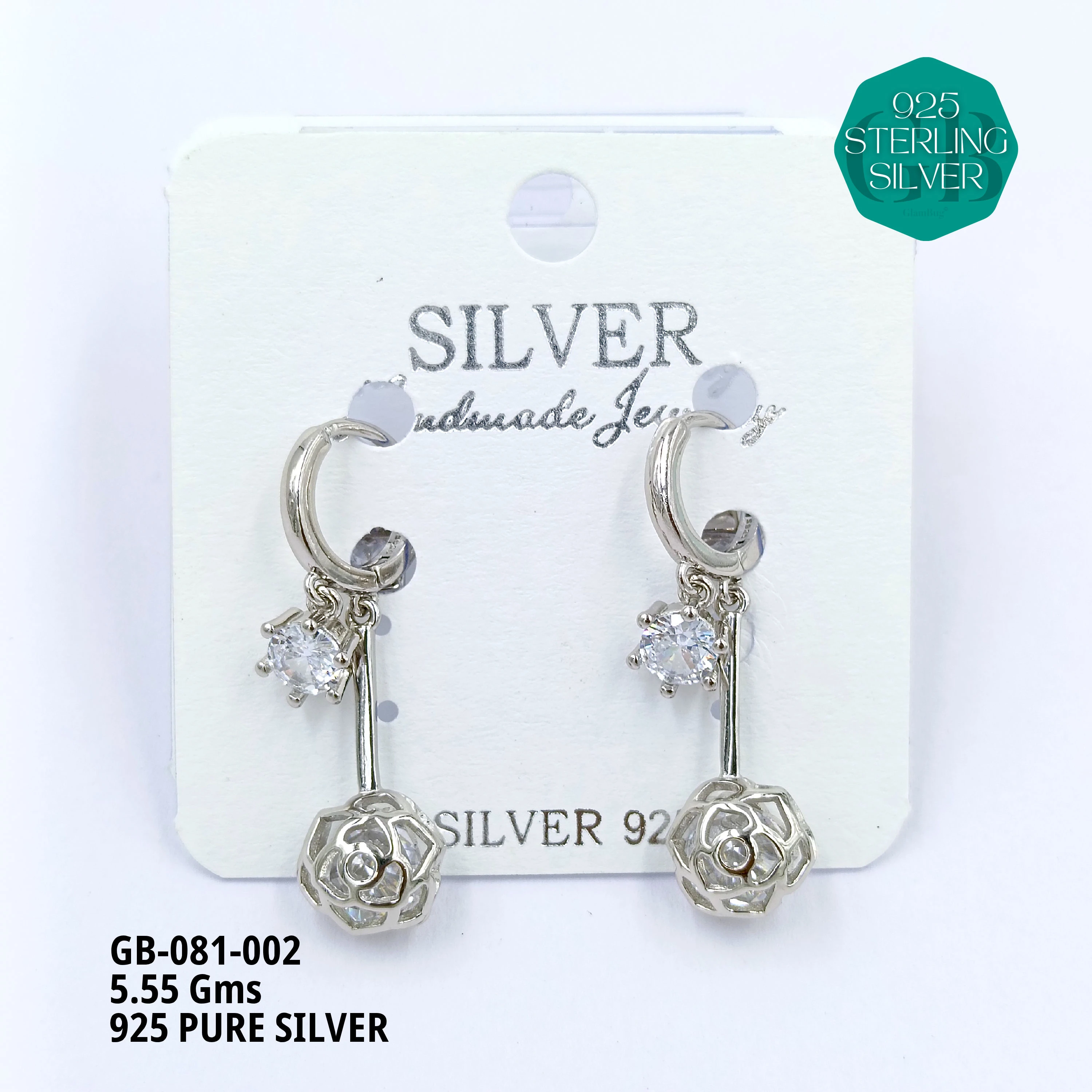 ENAMEL EARRINGS - Premium 925 Silver Jewellery - SKU: GB-081-002 - Hyderabad Silver Importers