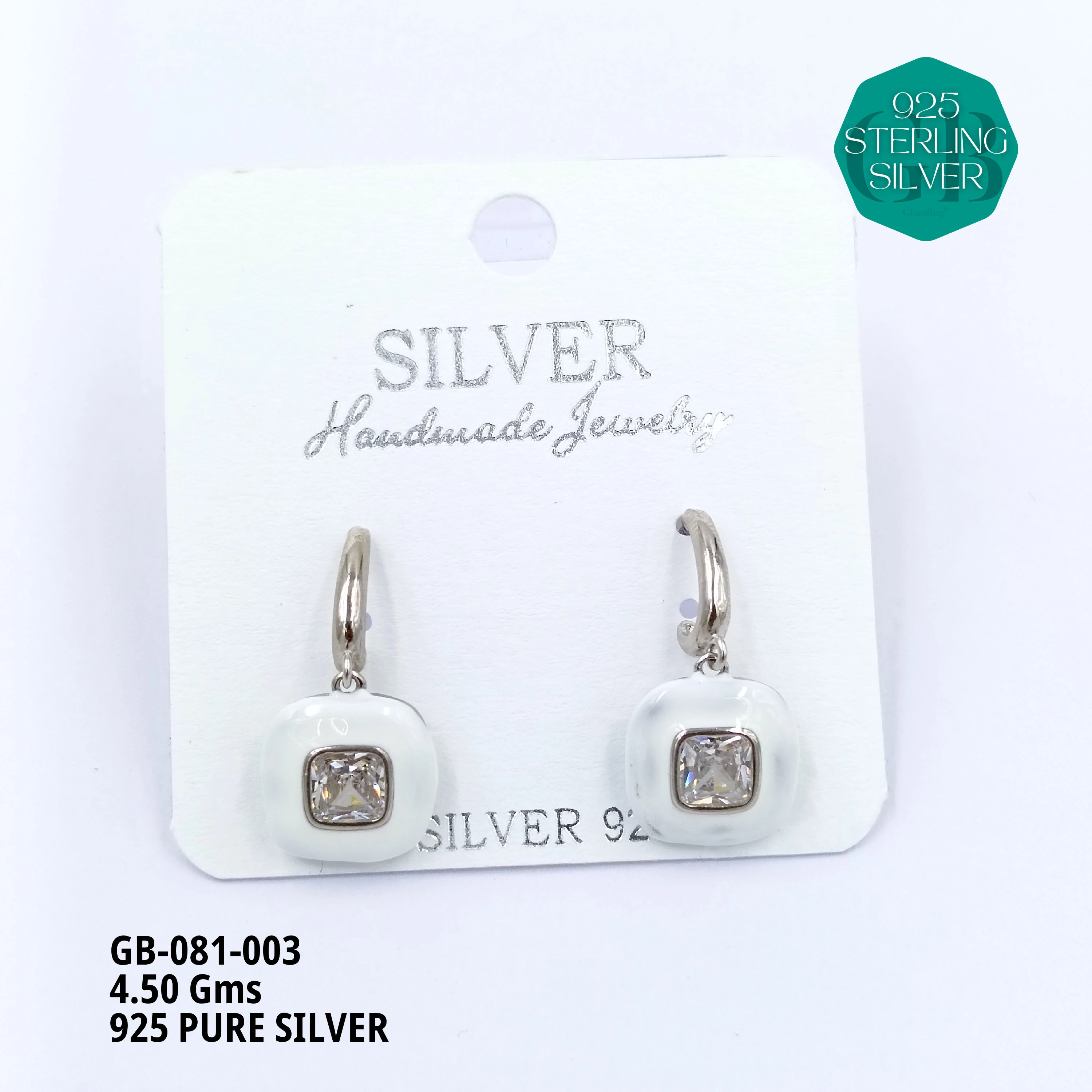 ENAMEL EARRINGS - Premium 925 Silver Jewellery - SKU: GB-081-003 - Hyderabad Silver Importers