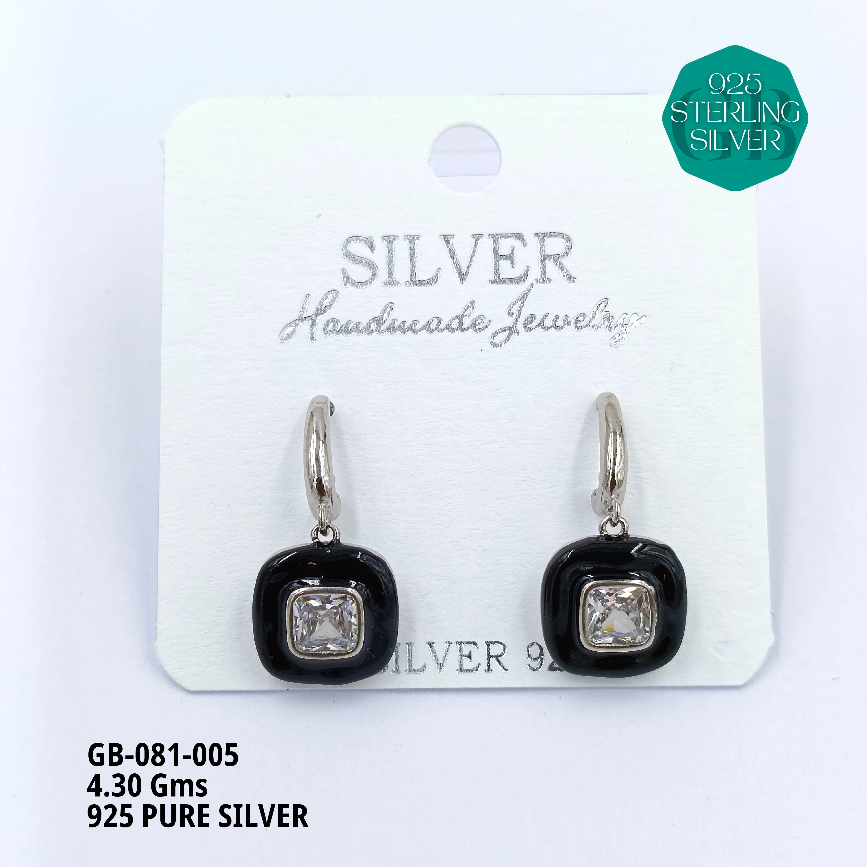 ENAMEL EARRINGS - Premium 925 Silver Jewellery - SKU: GB-081-005 - Hyderabad Silver Importers