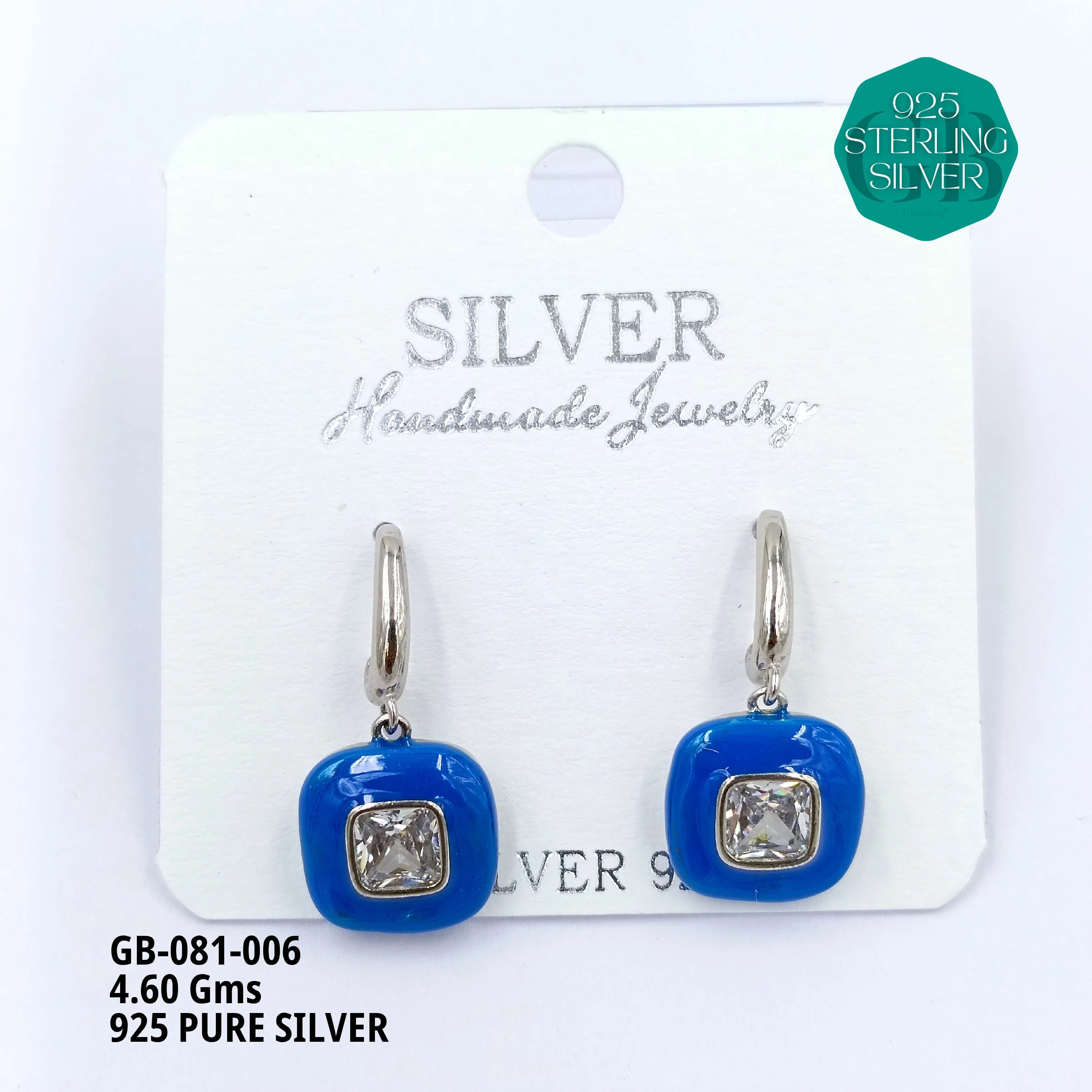 ENAMEL EARRINGS - Premium 925 Silver Jewellery - SKU: GB-081-006 - Hyderabad Silver Importers