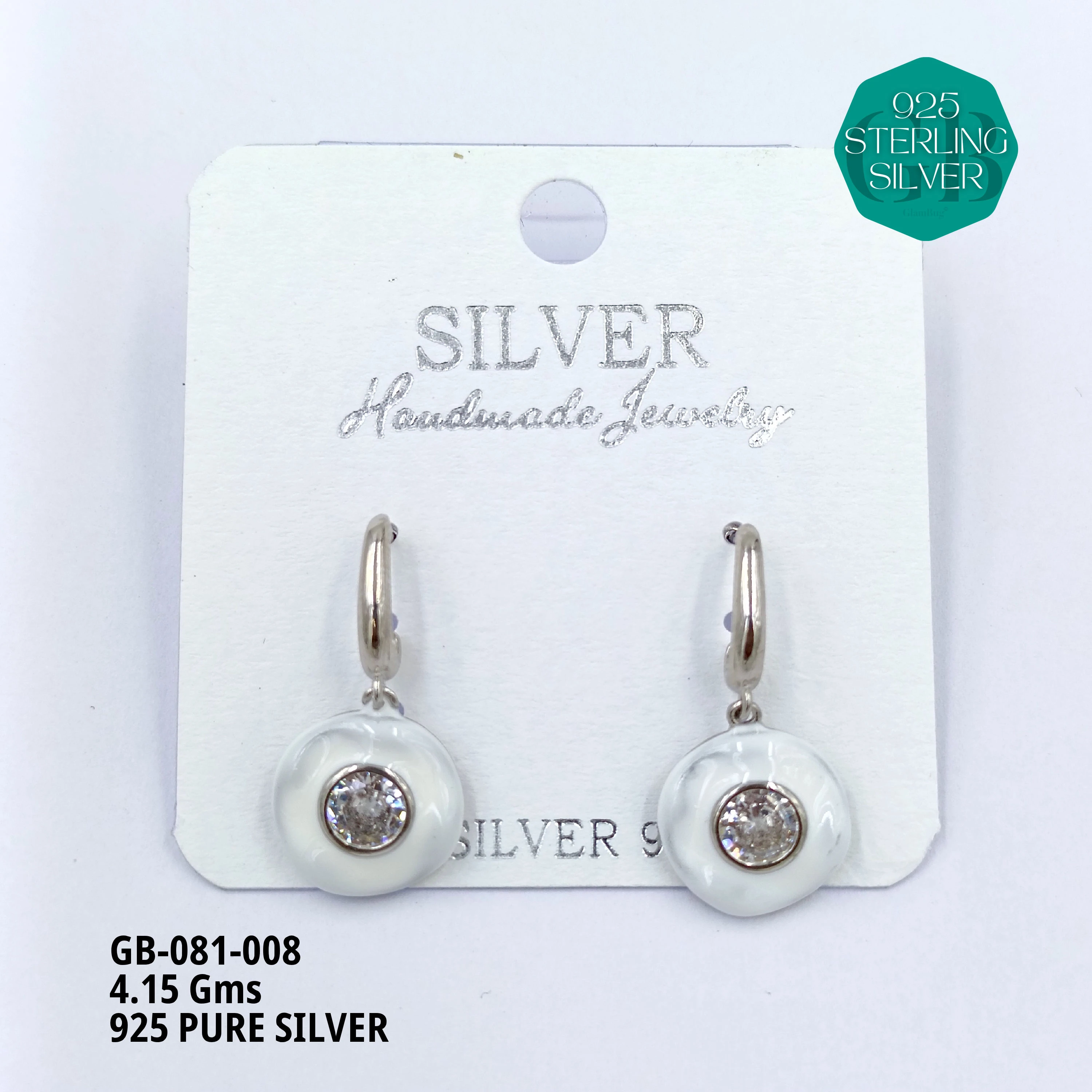 ENAMEL EARRINGS - Premium 925 Silver Jewellery - SKU: GB-081-008 - Hyderabad Silver Importers