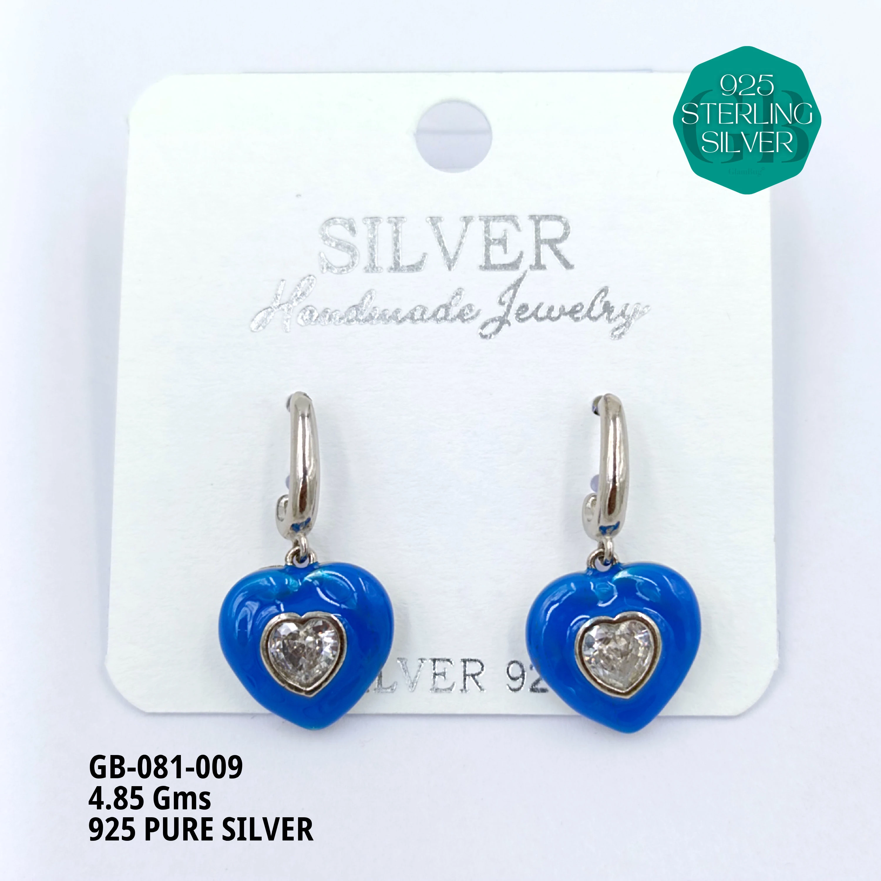 ENAMEL EARRINGS - Premium 925 Silver Jewellery - SKU: GB-081-009 - Hyderabad Silver Importers