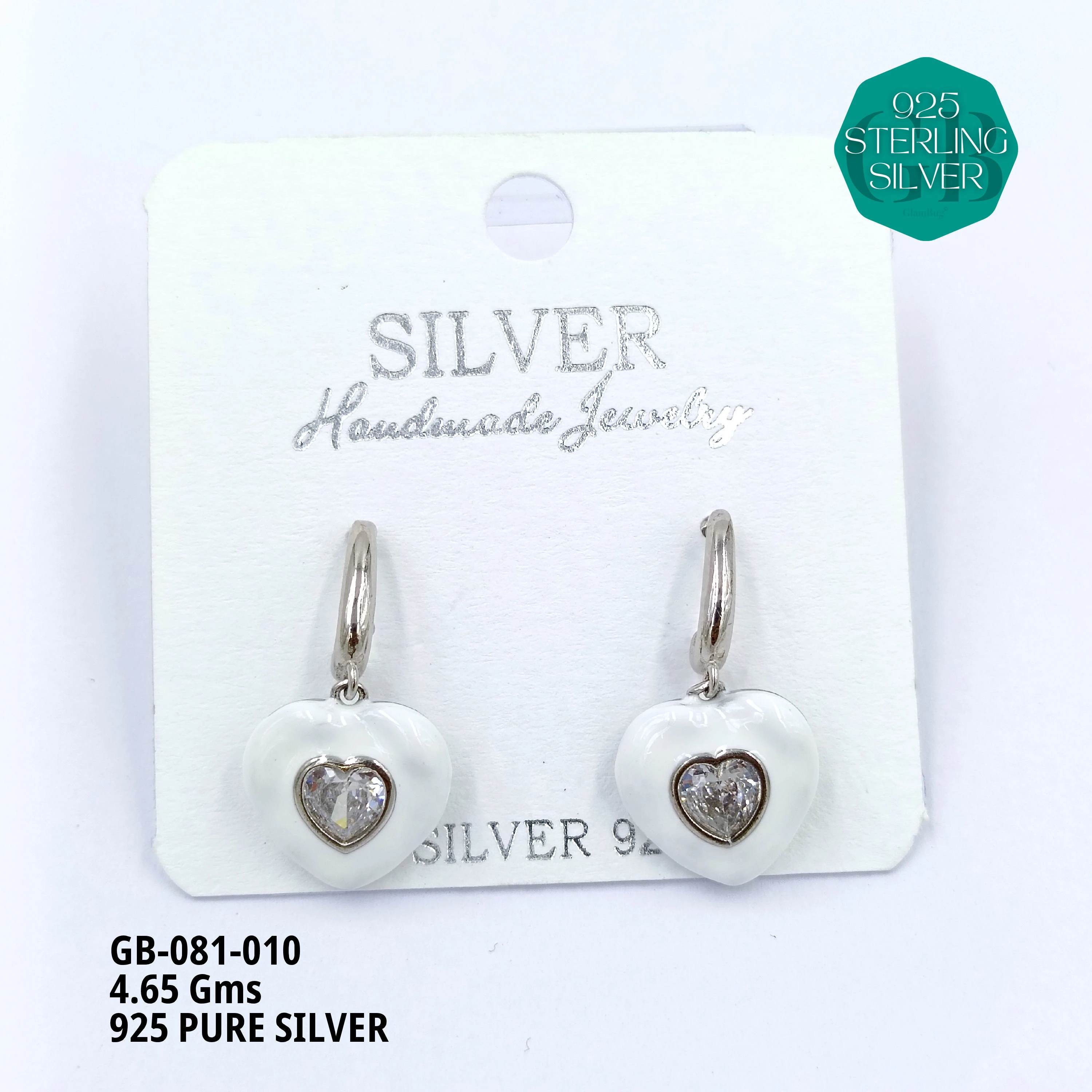ENAMEL EARRINGS - Premium 925 Silver Jewellery - SKU: GB-081-010 - Hyderabad Silver Importers