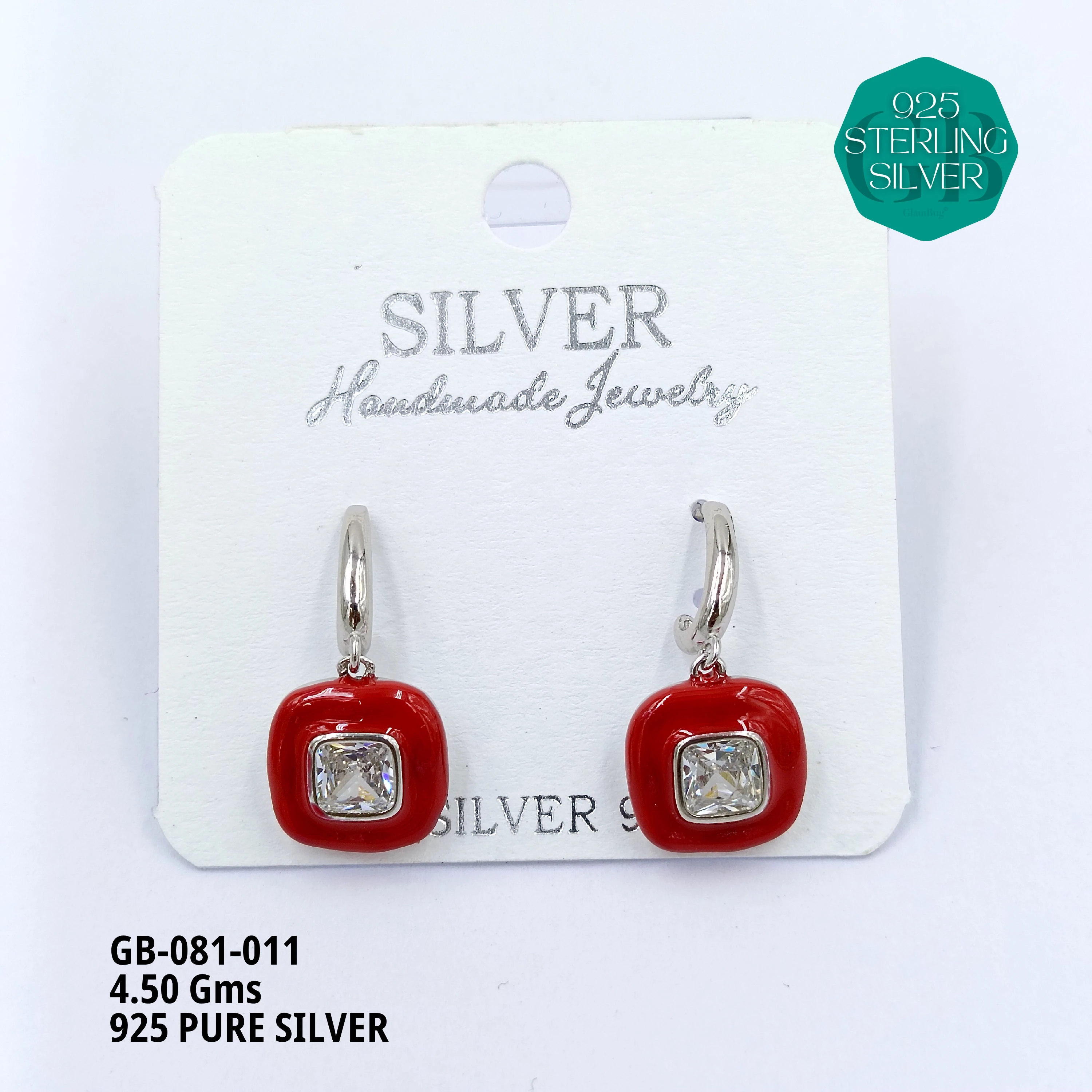 ENAMEL EARRINGS - Premium 925 Silver Jewellery - SKU: GB-081-011 - Hyderabad Silver Importers