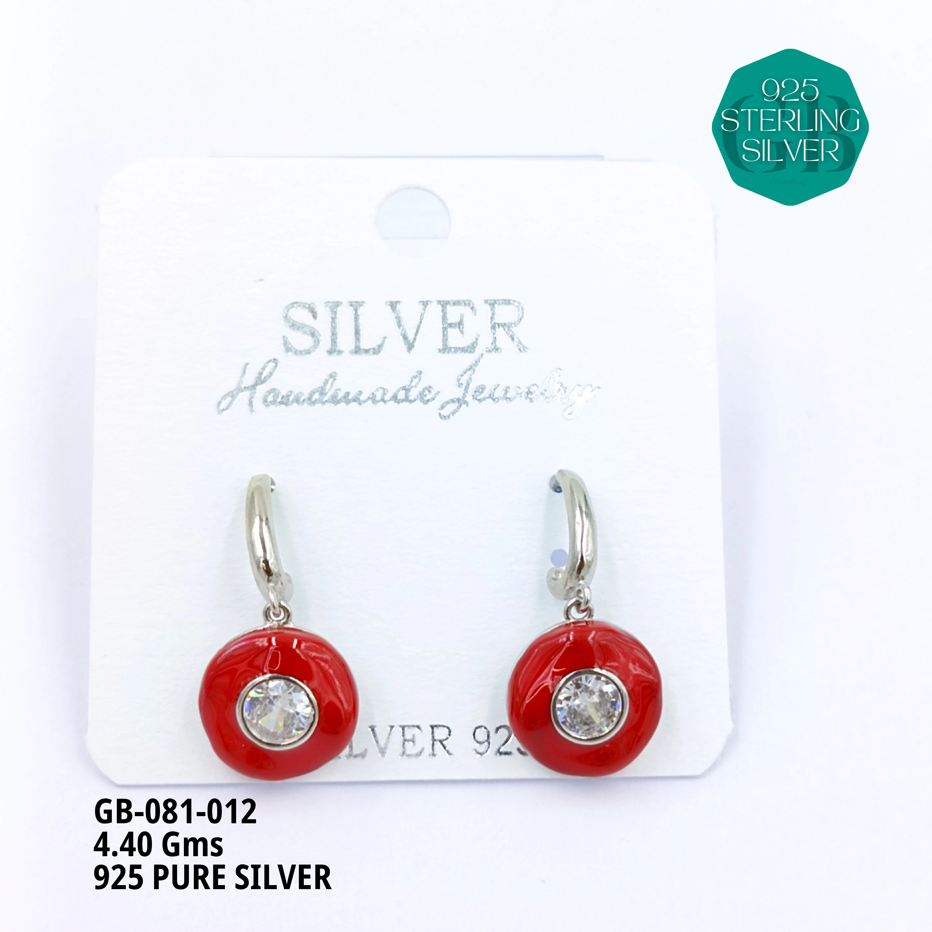 ENAMEL EARRINGS - Premium 925 Silver Jewellery - SKU: GB-081-012 - Hyderabad Silver Importers