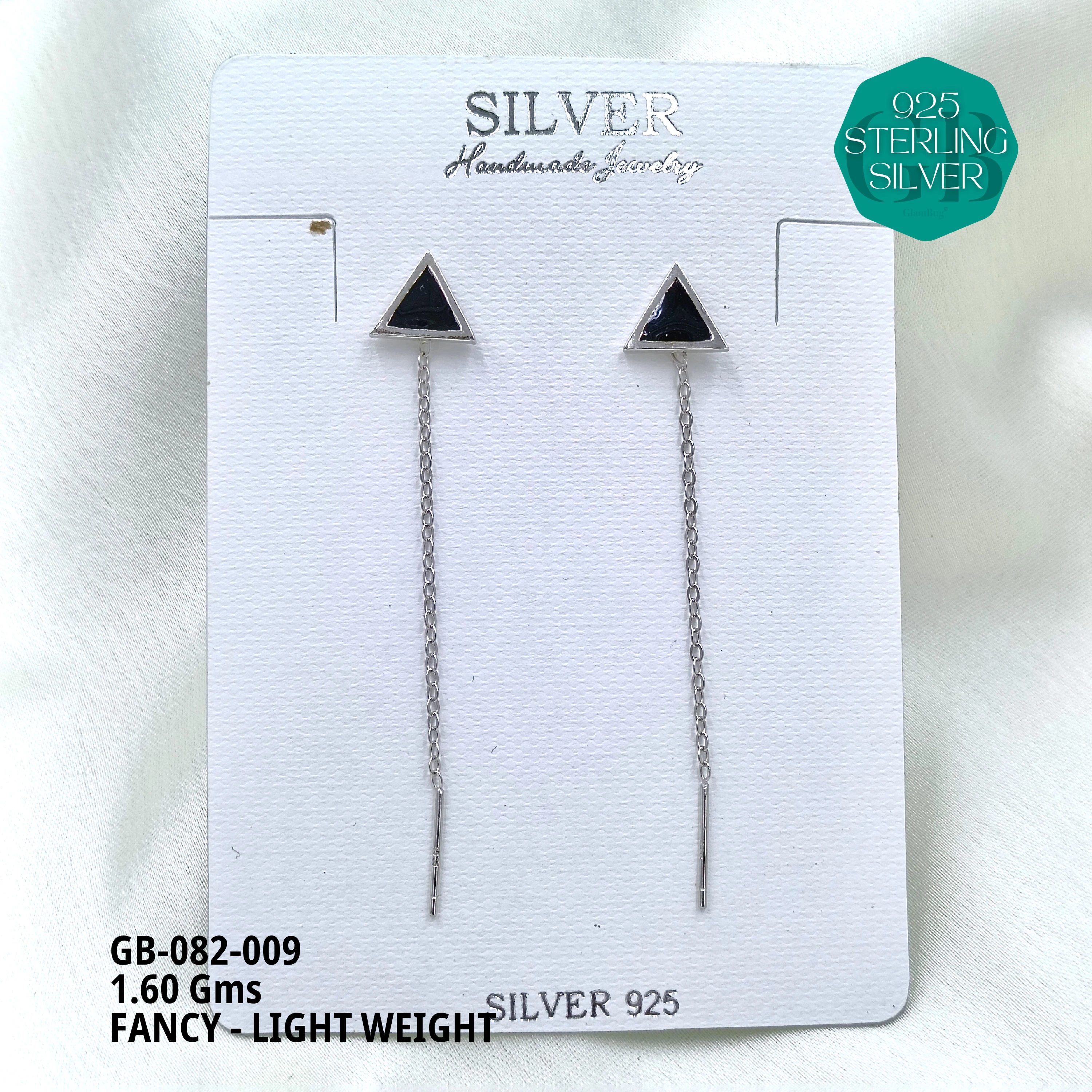 FANCY EARRINGS LIGHT WEIGHT - Premium 925 Silver Jewellery - SKU: GB-082-009 - Hyderabad Silver Importers