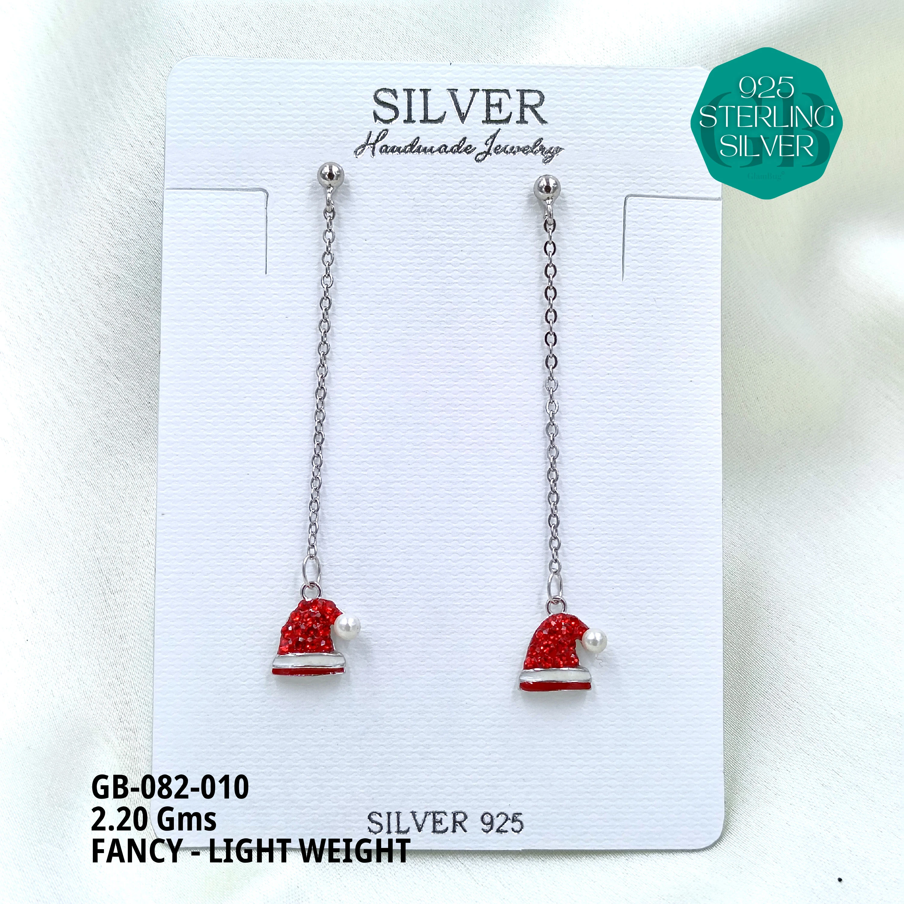 FANCY EARRINGS LIGHT WEIGHT - Premium 925 Silver Jewellery - SKU: GB-082-010 - Hyderabad Silver Importers