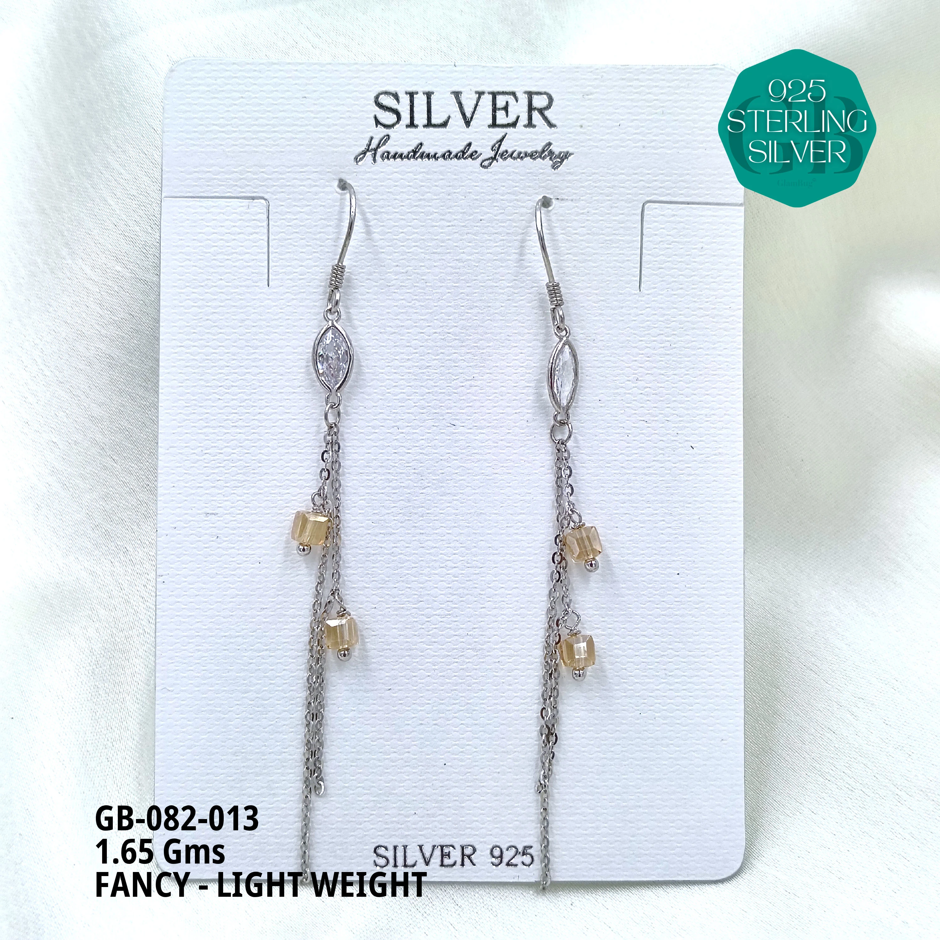 FANCY EARRINGS LIGHT WEIGHT - Premium 925 Silver Jewellery - SKU: GB-082-013 - Hyderabad Silver Importers