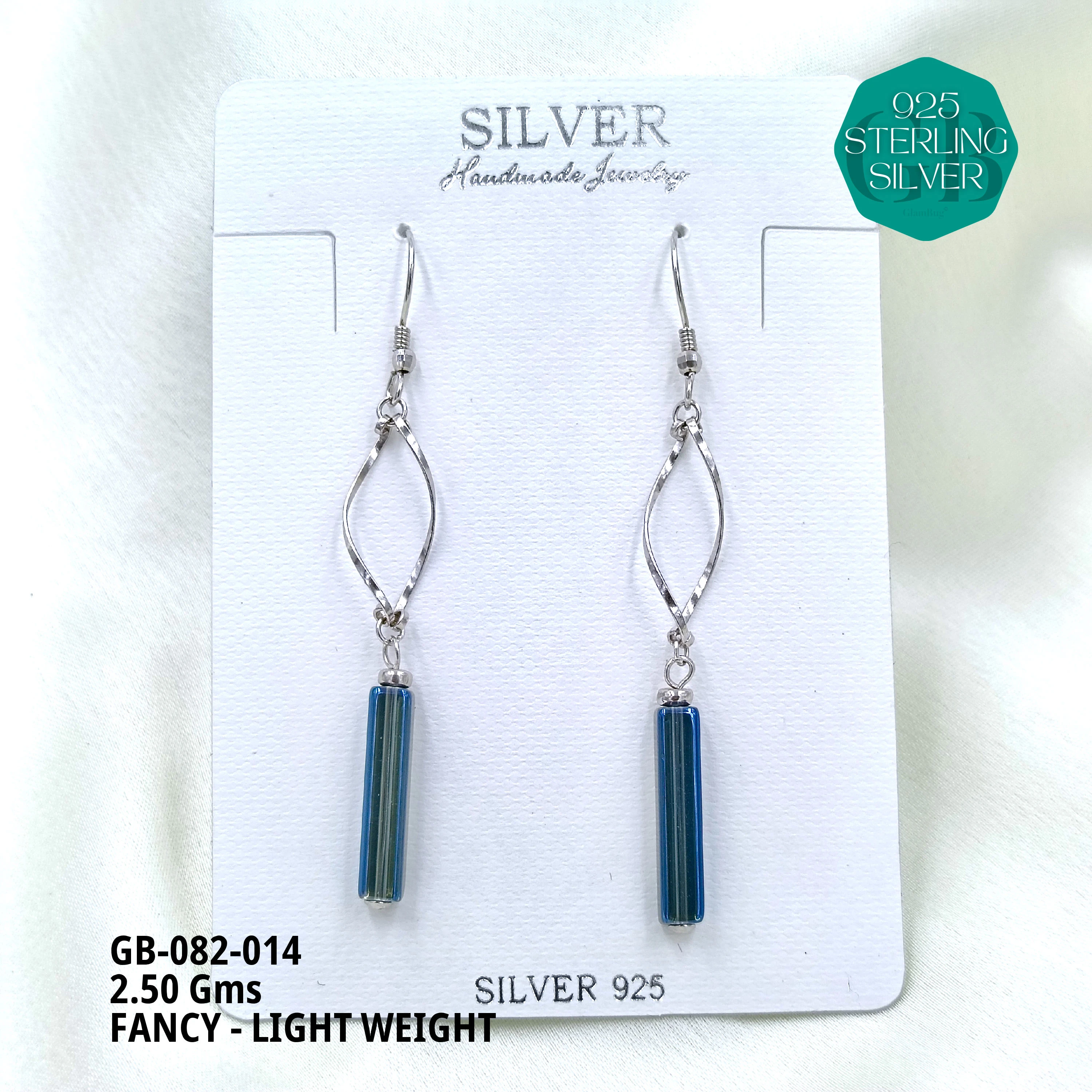 FANCY EARRINGS LIGHT WEIGHT - Premium 925 Silver Jewellery - SKU: GB-082-014 - Hyderabad Silver Importers