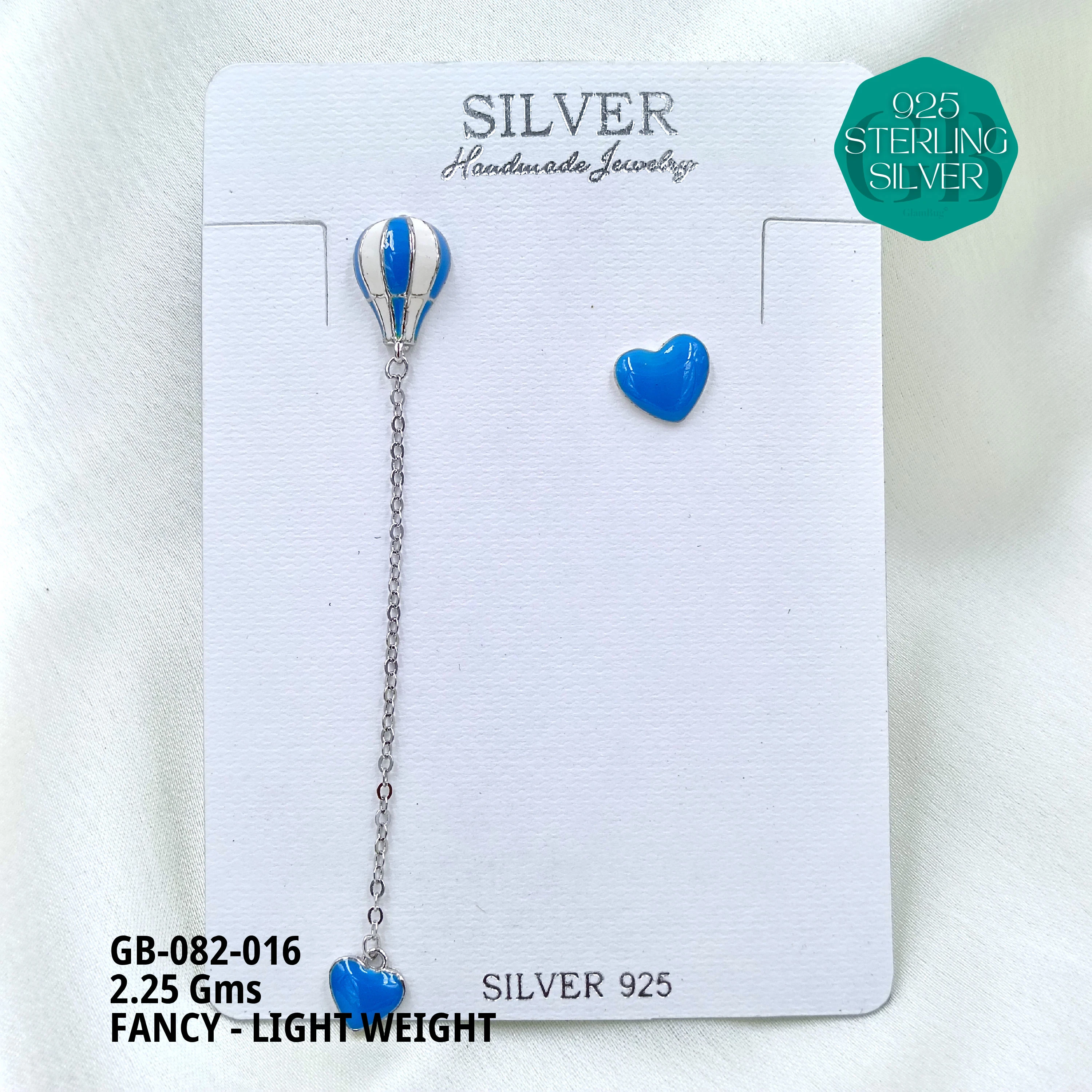 FANCY EARRINGS LIGHT WEIGHT - Premium 925 Silver Jewellery - SKU: GB-082-016 - Hyderabad Silver Importers