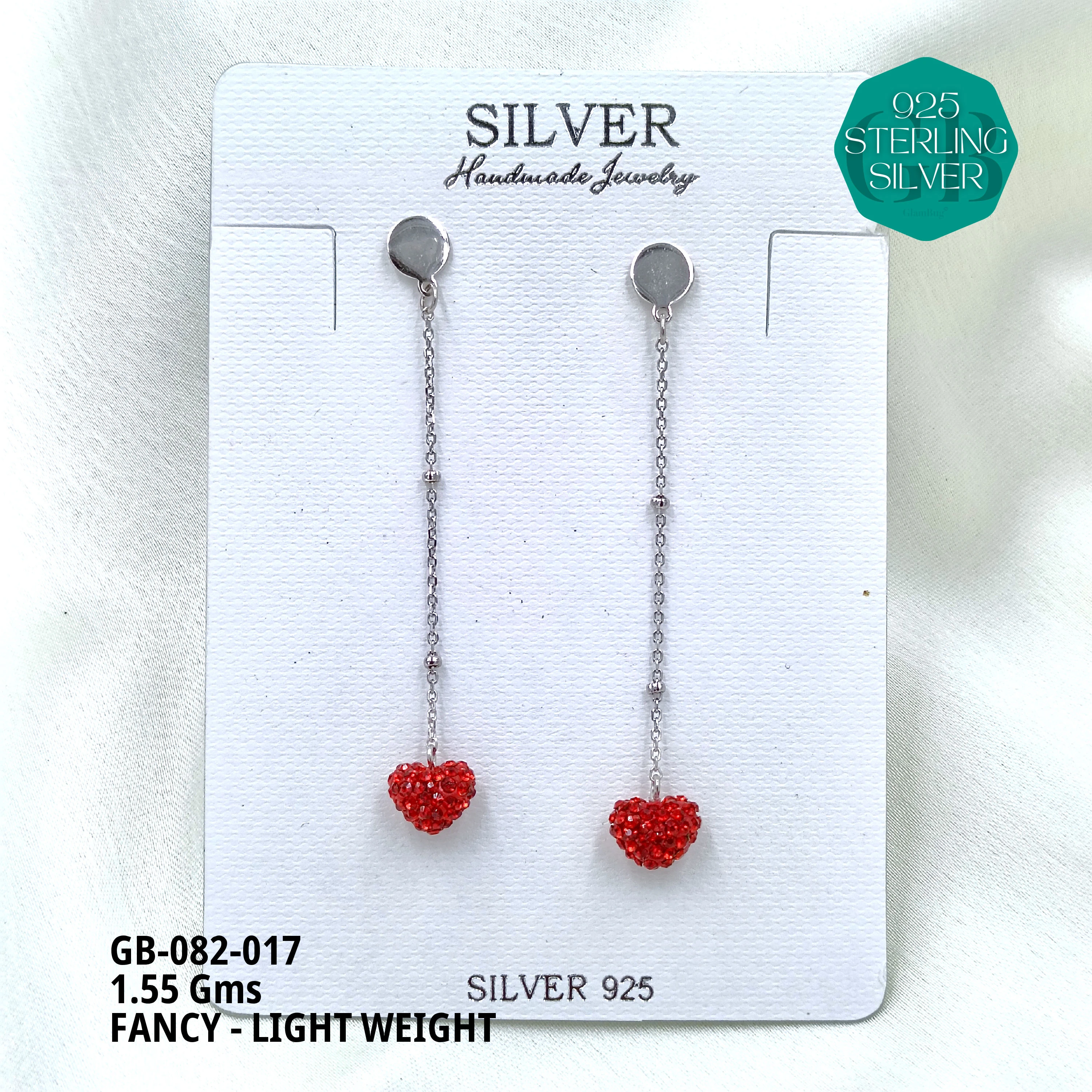 FANCY EARRINGS LIGHT WEIGHT - Premium 925 Silver Jewellery - SKU: GB-082-017 - Hyderabad Silver Importers