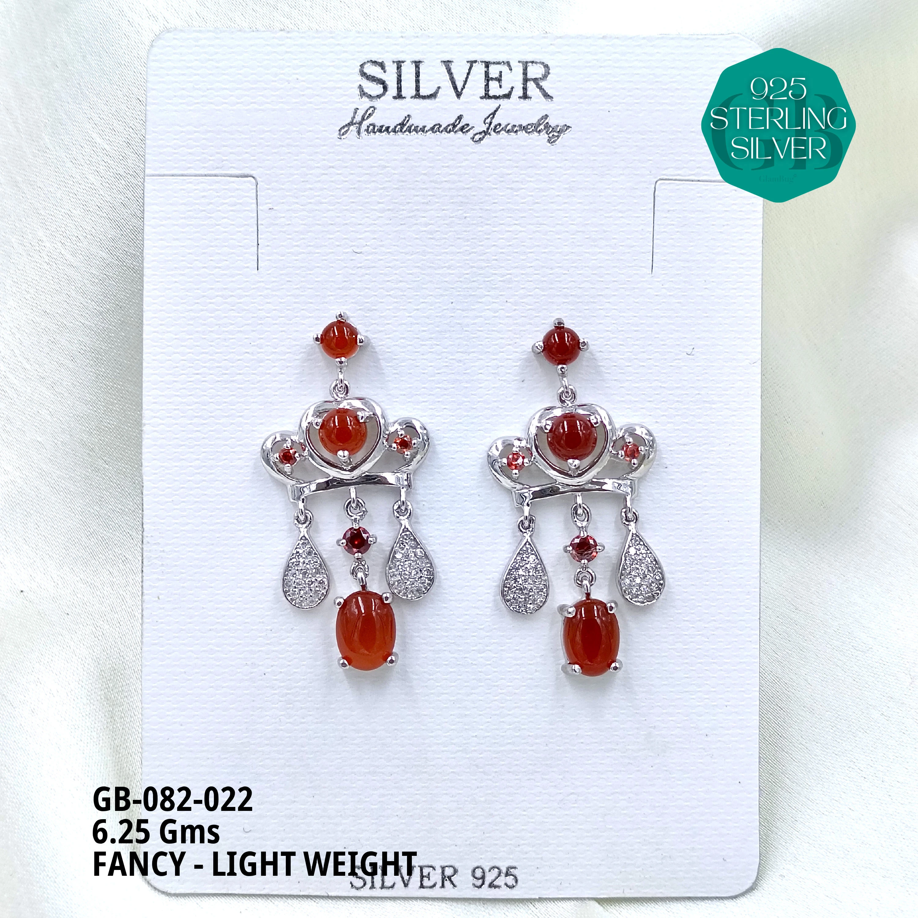 FANCY EARRINGS LIGHT WEIGHT - Premium 925 Silver Jewellery - SKU: GB-082-022 - Hyderabad Silver Importers