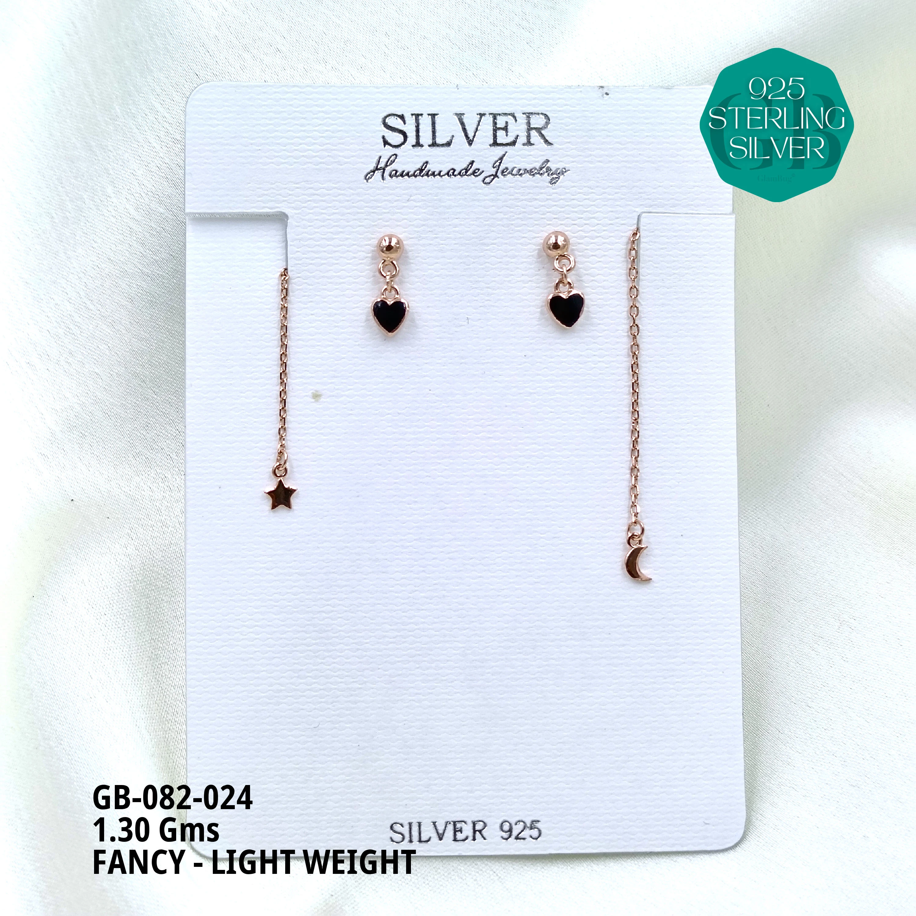FANCY EARRINGS LIGHT WEIGHT - Premium 925 Silver Jewellery - SKU: GB-082-024 - Hyderabad Silver Importers