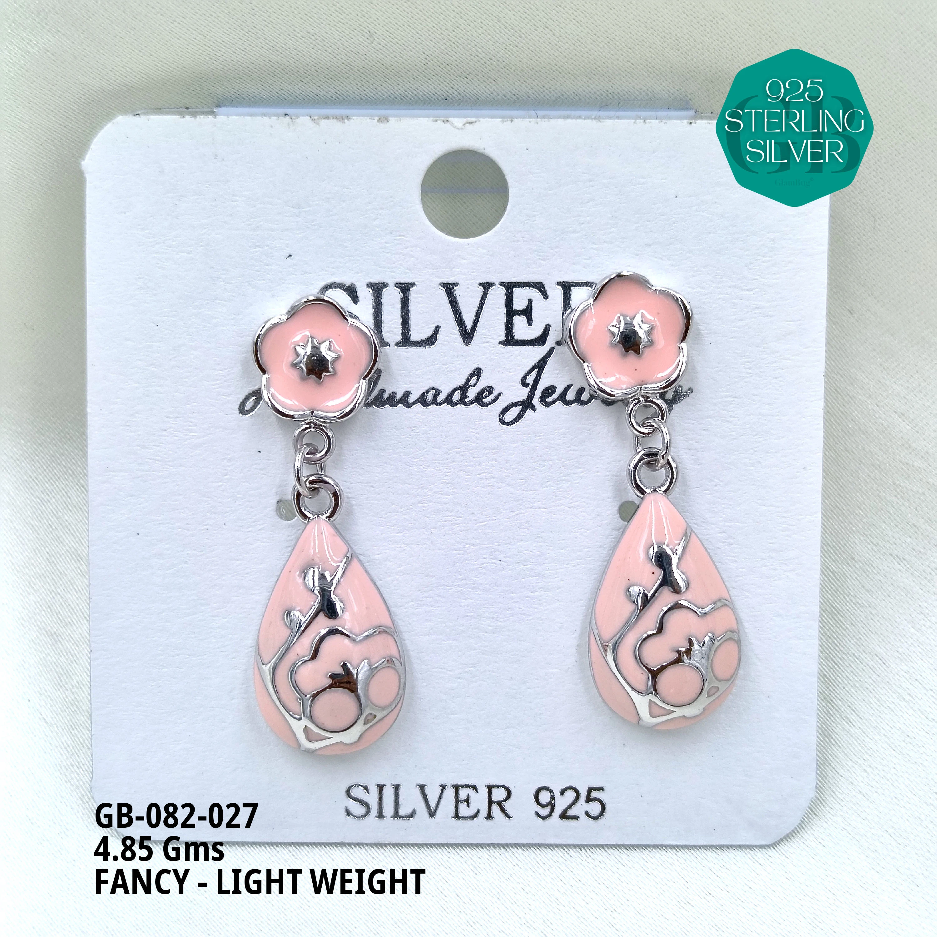 FANCY EARRINGS LIGHT WEIGHT - Premium 925 Silver Jewellery - SKU: GB-082-027 - Hyderabad Silver Importers