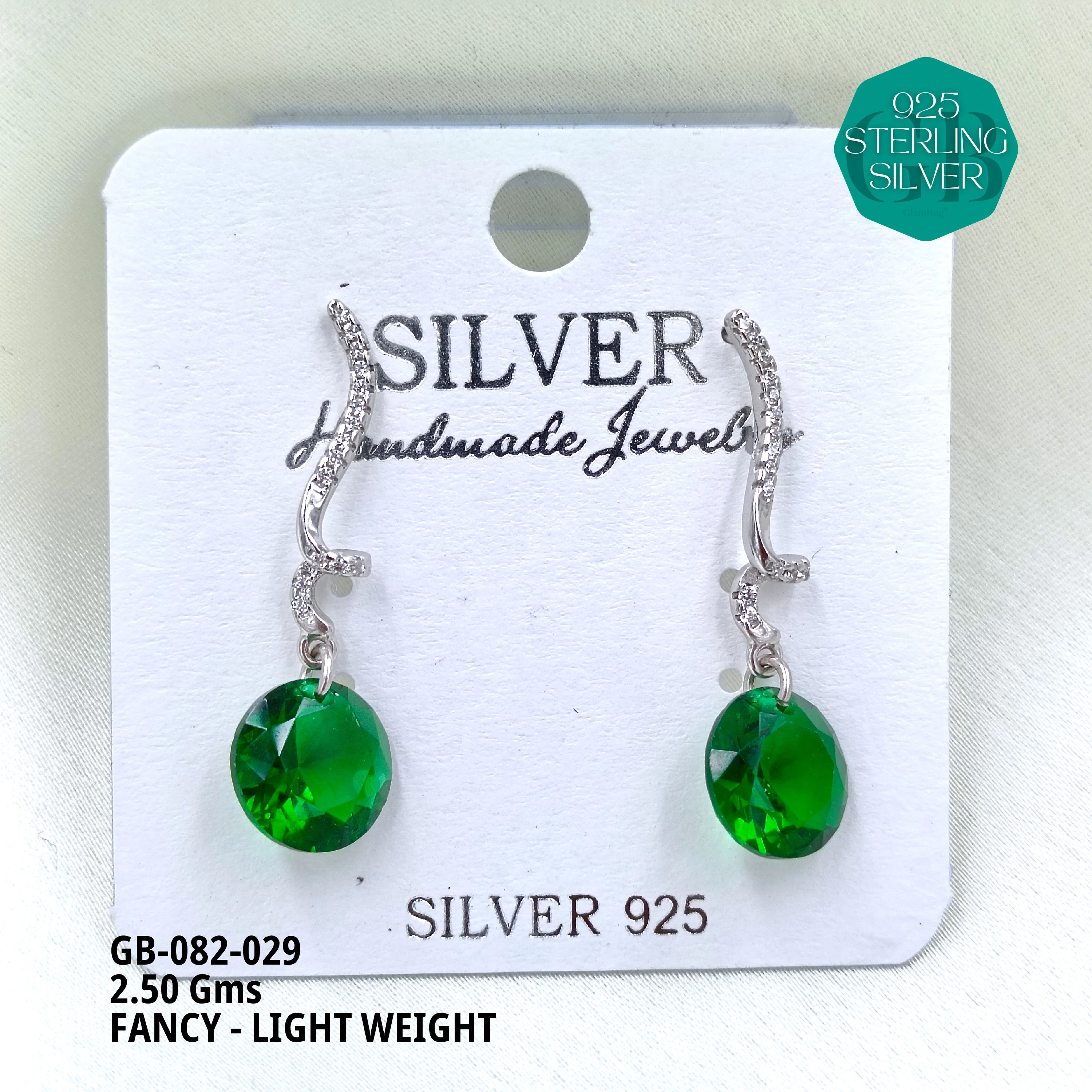 FANCY EARRINGS LIGHT WEIGHT - Premium 925 Silver Jewellery - SKU: GB-082-029 - Hyderabad Silver Importers