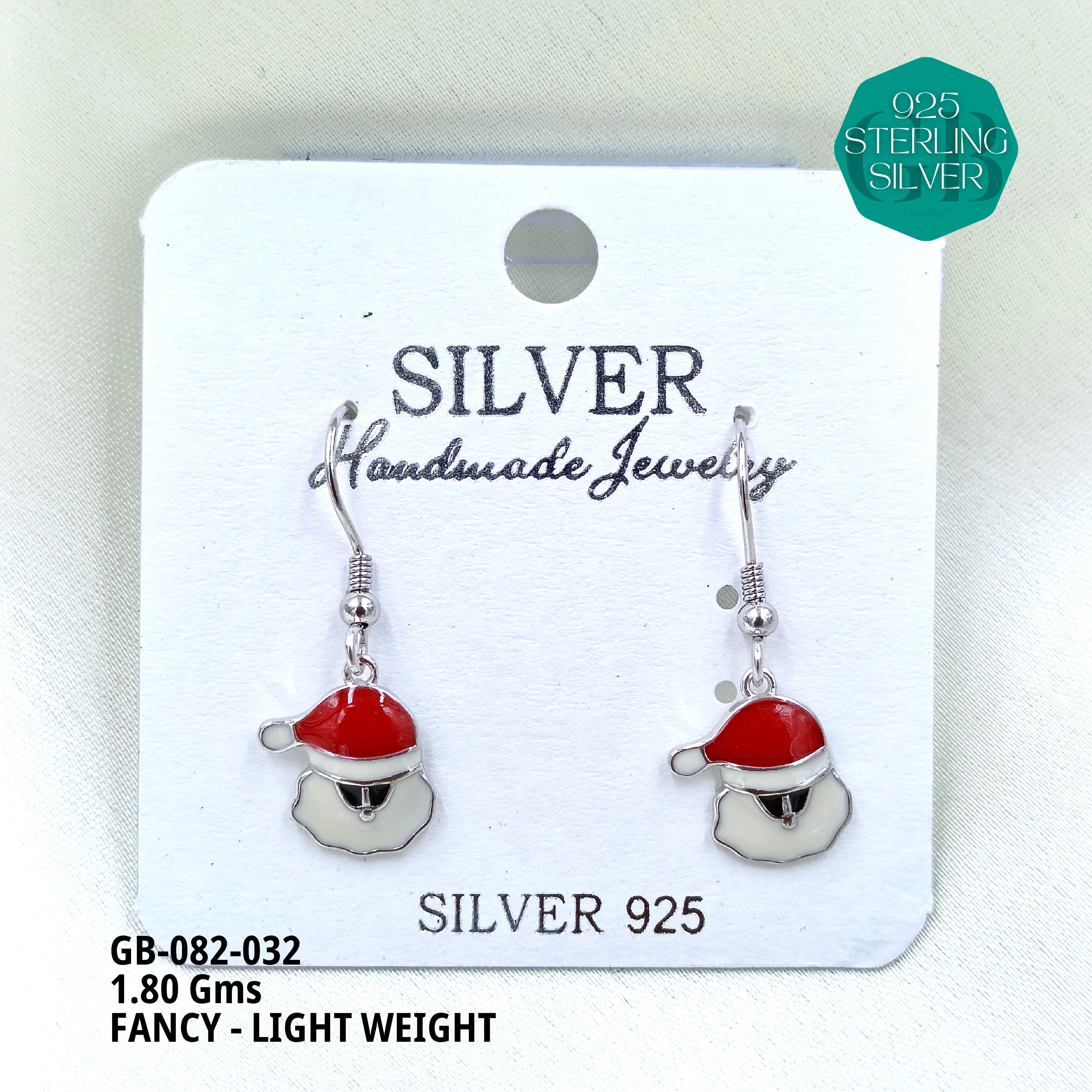 FANCY EARRINGS LIGHT WEIGHT - Premium 925 Silver Jewellery - SKU: GB-082-032 - Hyderabad Silver Importers