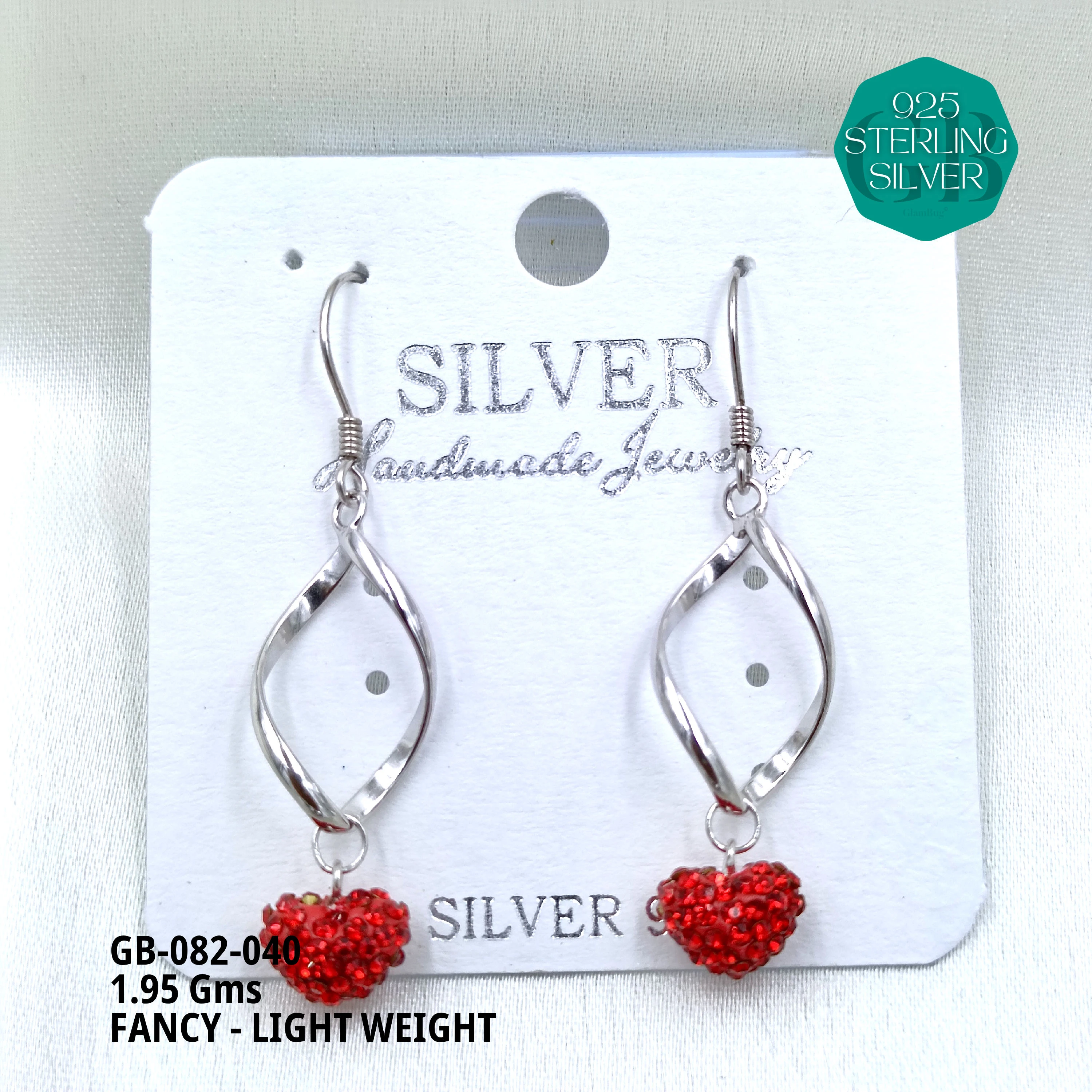 FANCY EARRINGS LIGHT WEIGHT - Premium 925 Silver Jewellery - SKU: GB-082-040 - Hyderabad Silver Importers
