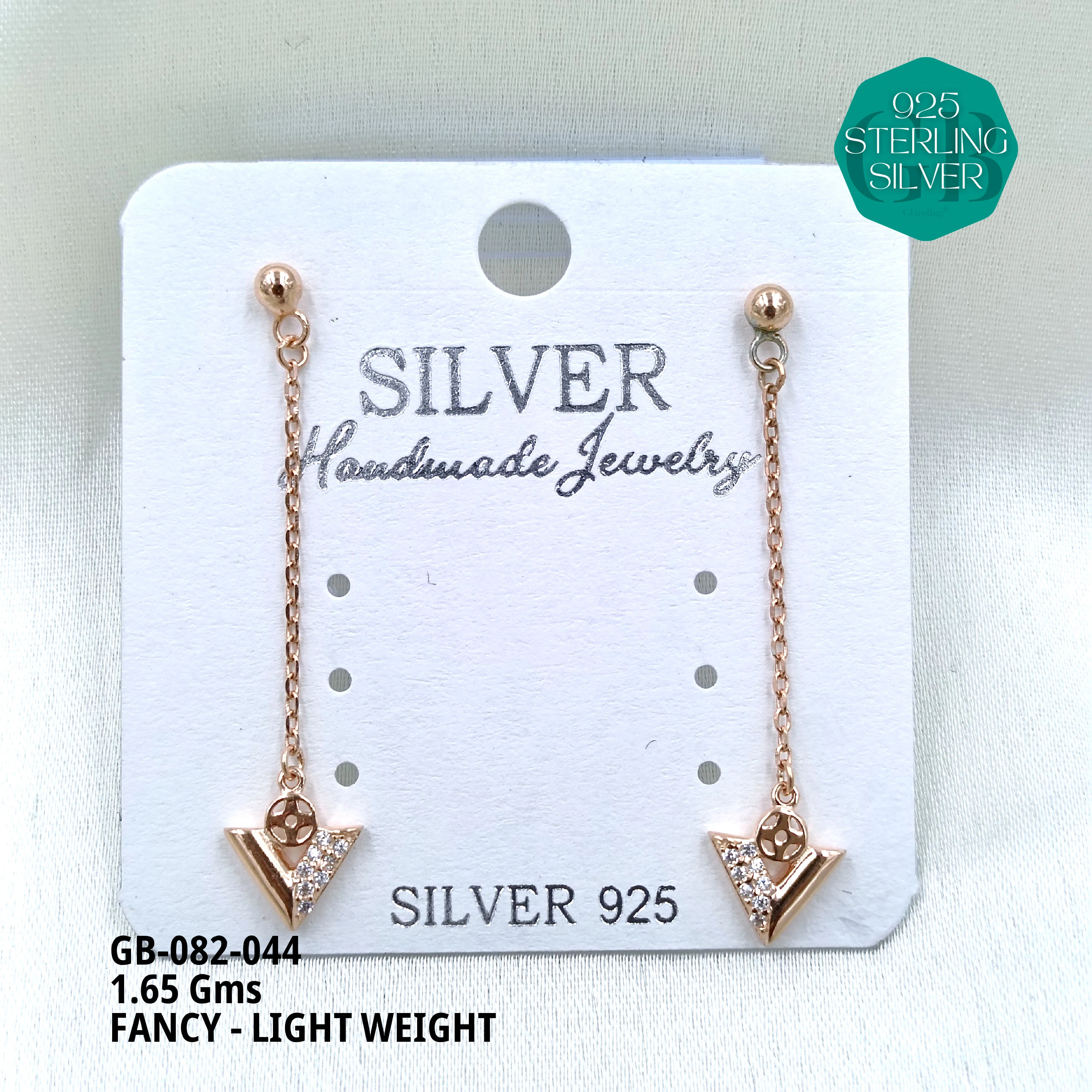 FANCY EARRINGS LIGHT WEIGHT - Premium 925 Silver Jewellery - SKU: GB-082-044 - Hyderabad Silver Importers