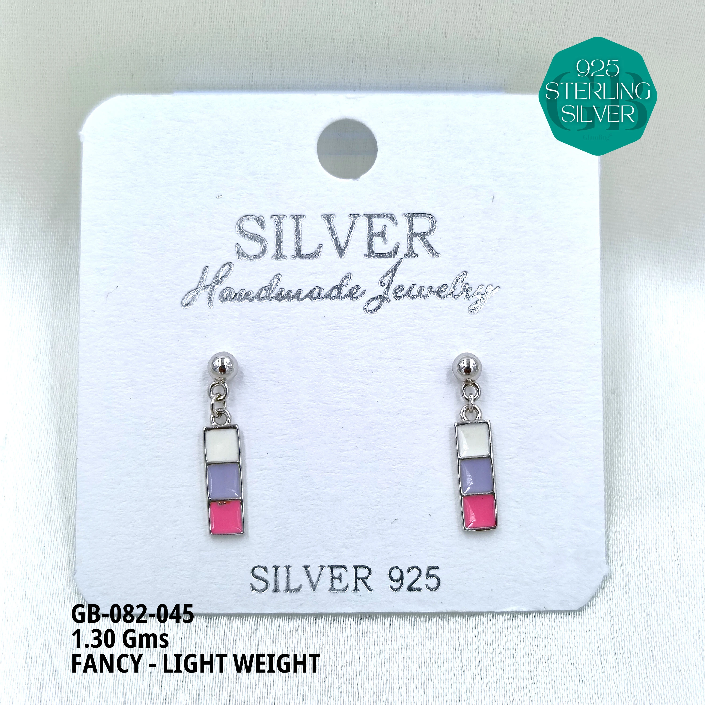 FANCY EARRINGS LIGHT WEIGHT - Premium 925 Silver Jewellery - SKU: GB-082-045 - Hyderabad Silver Importers