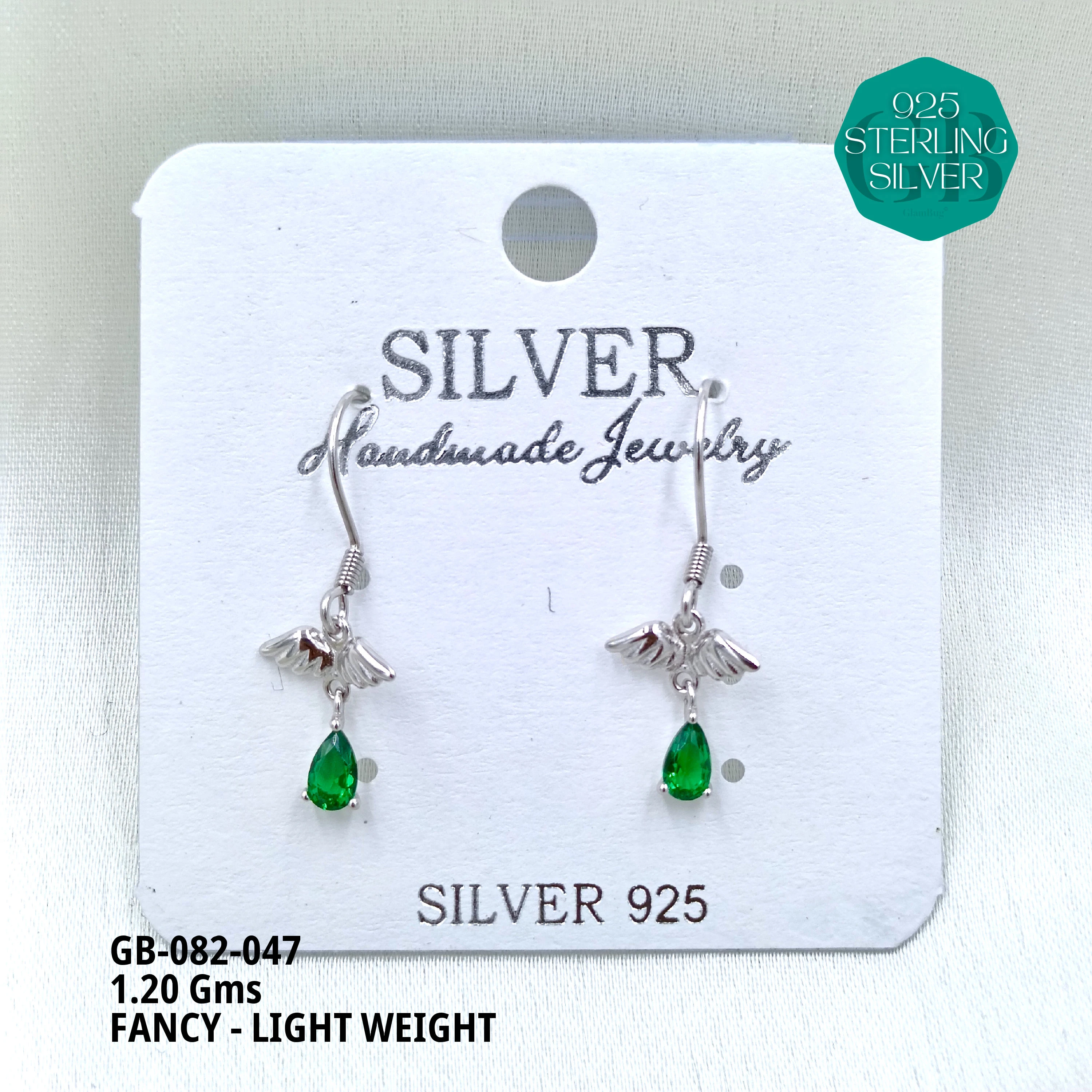 FANCY EARRINGS LIGHT WEIGHT - Premium 925 Silver Jewellery - SKU: GB-082-047 - Hyderabad Silver Importers