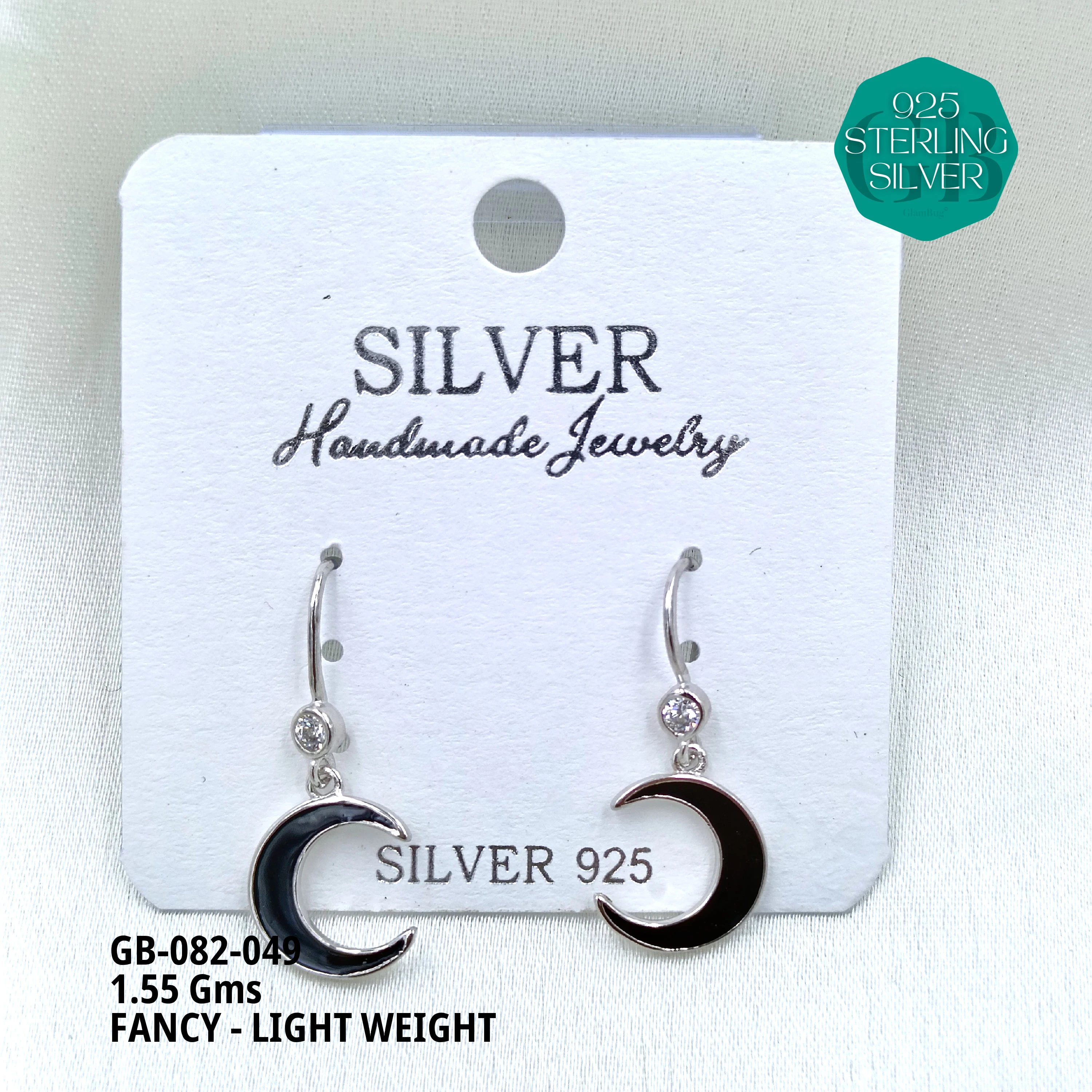 FANCY EARRINGS LIGHT WEIGHT - Premium 925 Silver Jewellery - SKU: GB-082-049 - Hyderabad Silver Importers