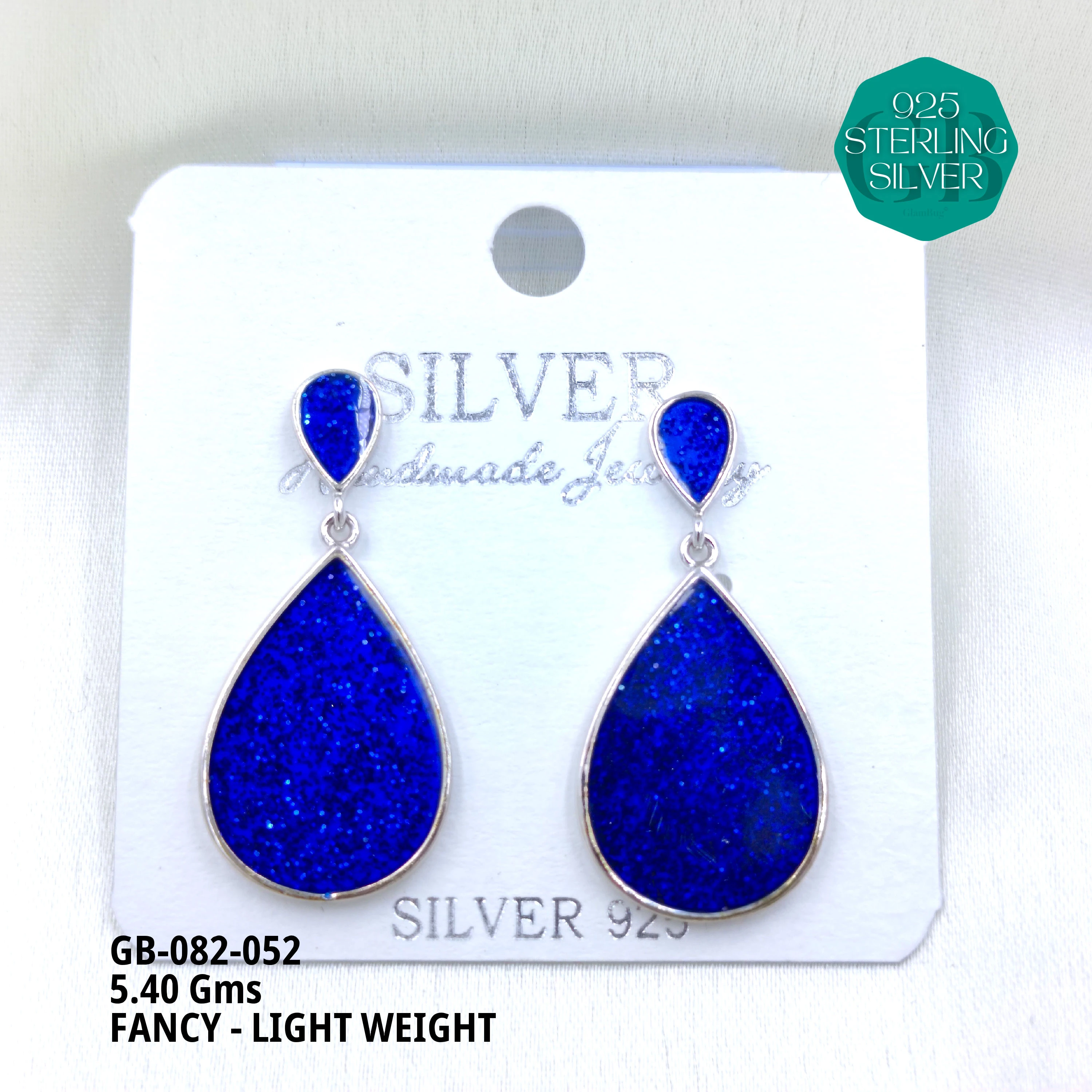 FANCY EARRINGS LIGHT WEIGHT - Premium 925 Silver Jewellery - SKU: GB-082-052 - Hyderabad Silver Importers