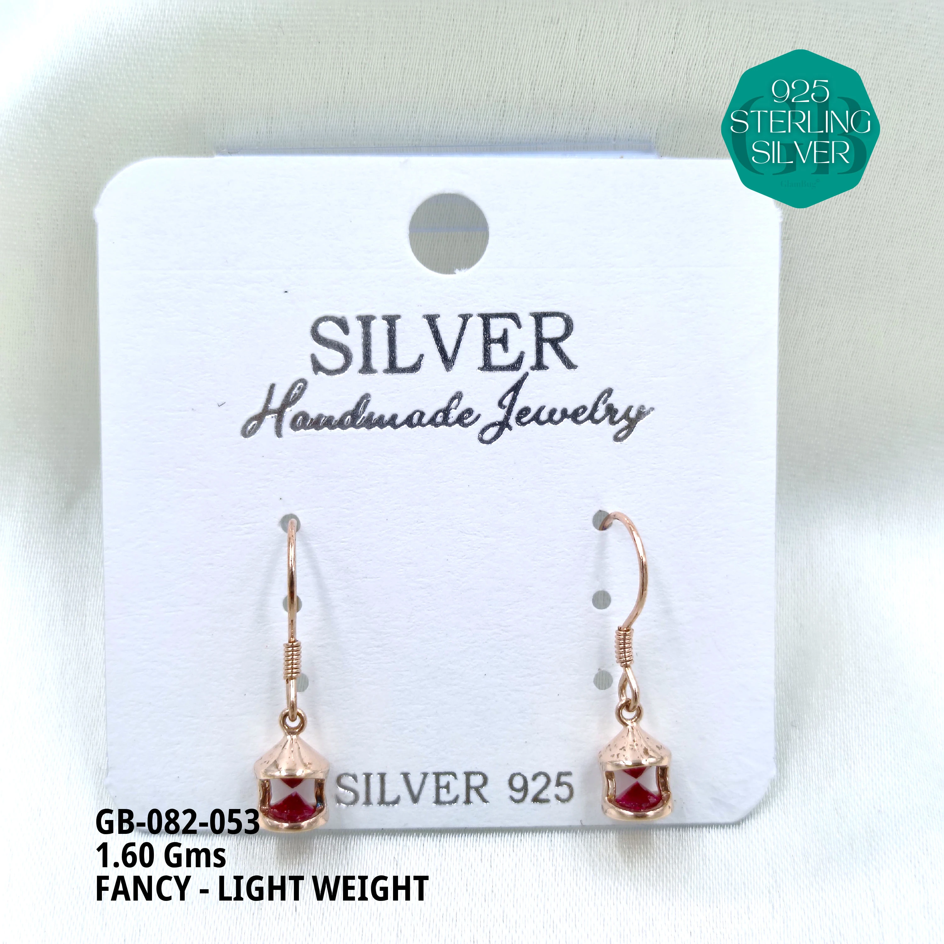 FANCY EARRINGS LIGHT WEIGHT - Premium 925 Silver Jewellery - SKU: GB-082-053 - Hyderabad Silver Importers