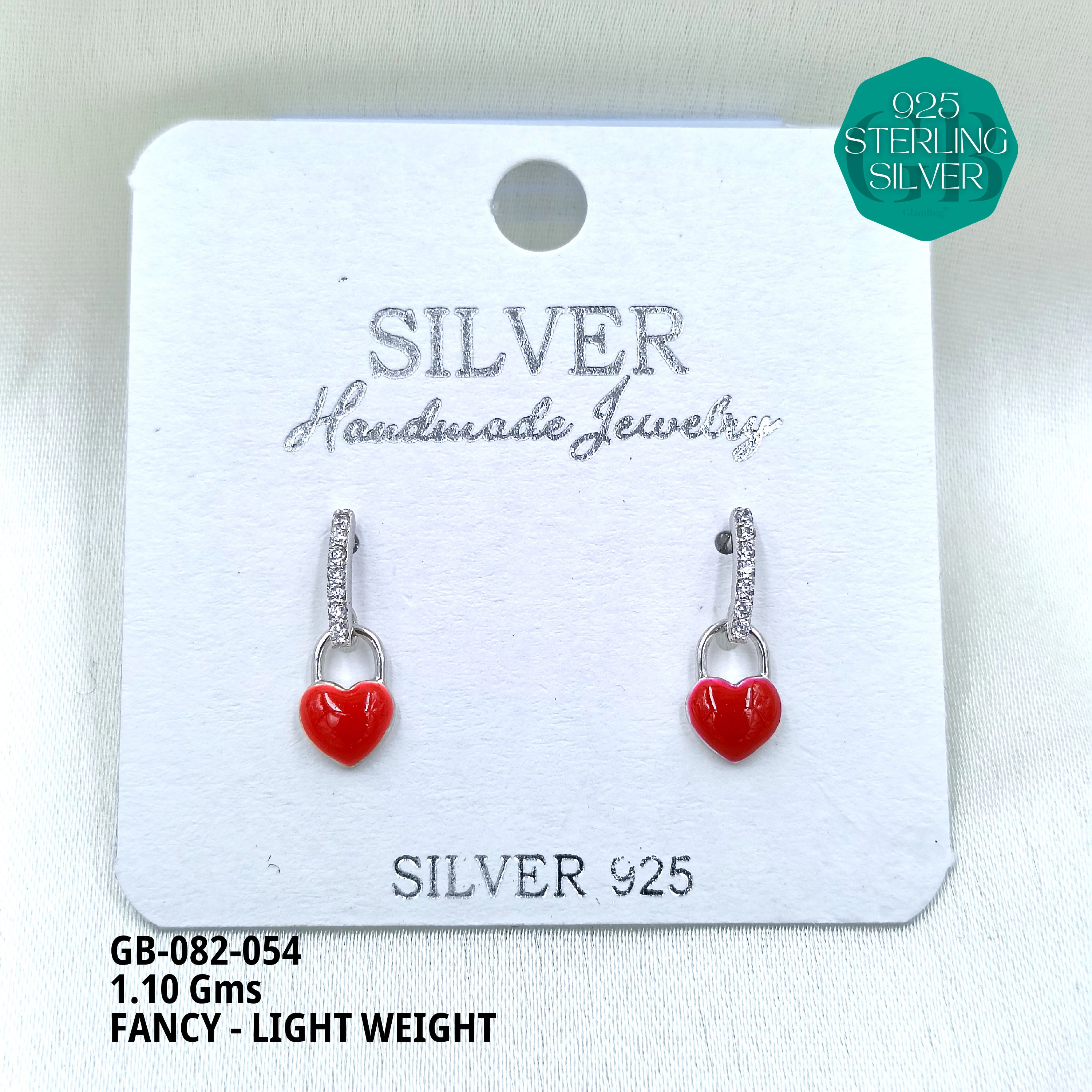FANCY EARRINGS LIGHT WEIGHT - Premium 925 Silver Jewellery - SKU: GB-082-054 - Hyderabad Silver Importers