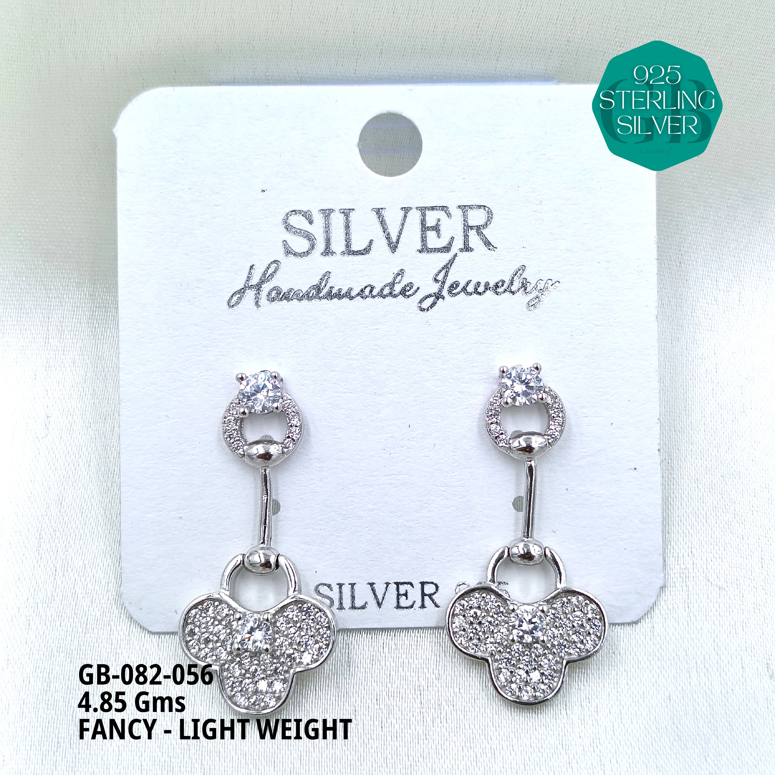 FANCY EARRINGS LIGHT WEIGHT - Premium 925 Silver Jewellery - SKU: GB-082-056 - Hyderabad Silver Importers
